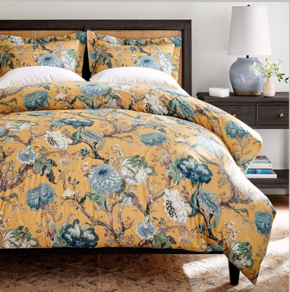 Pottery Barn Dahlia Floral King Duvet Cover Golden ow Cotton Bedding Green Brown Pottery Barn Dahlia Floral King Duvet Cover Golden ow Cotton Bedding Green Brown