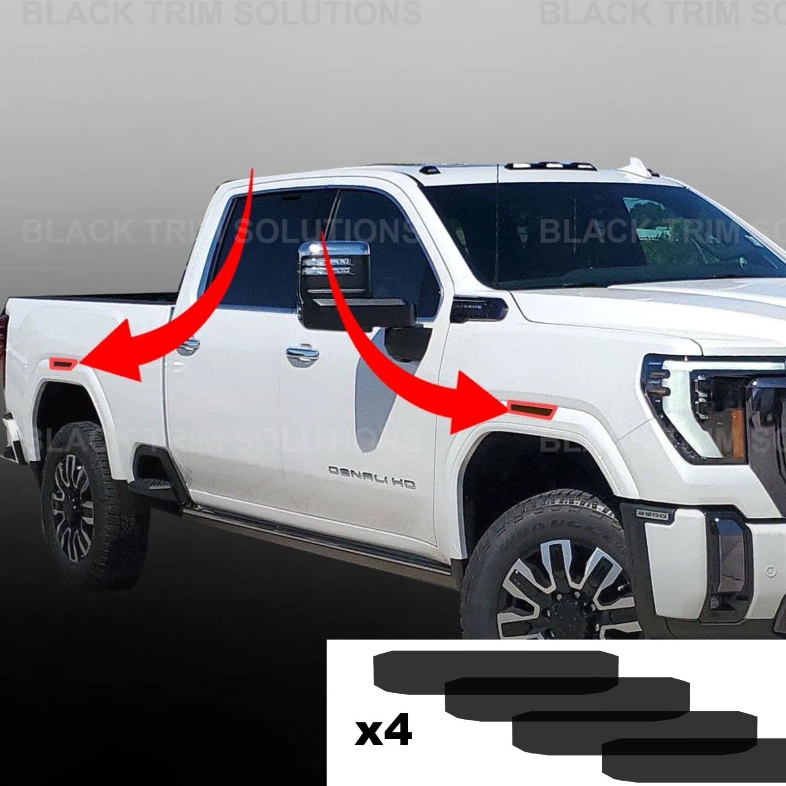 For 2024-2026 Gmc Sierra 2500 HD Dark Smoke Tint Side Marker PreCut Decals x4