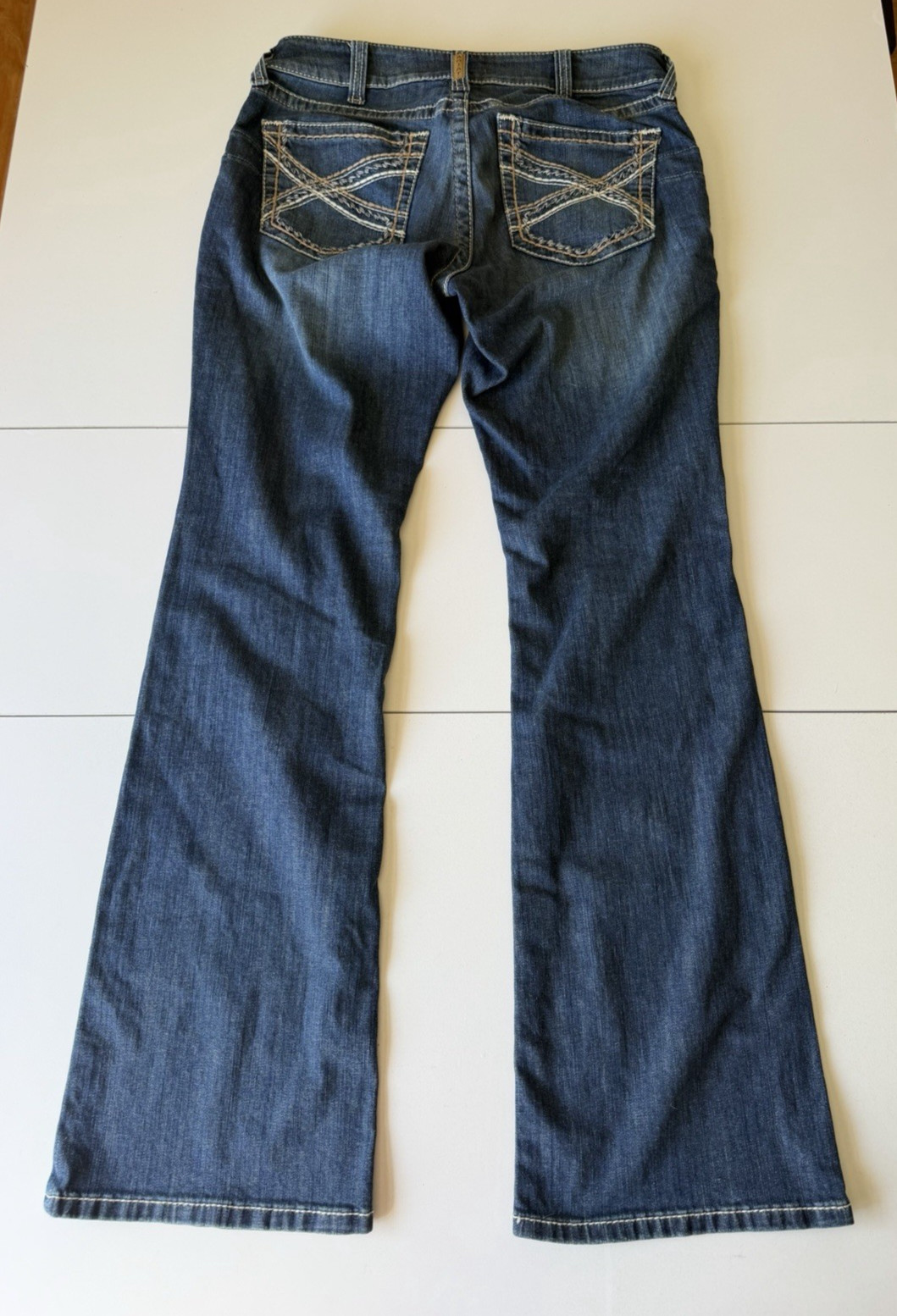 Ariat REAL Jeans Size 31R Mid Rise Entwined Festival Blue Boot Cut
