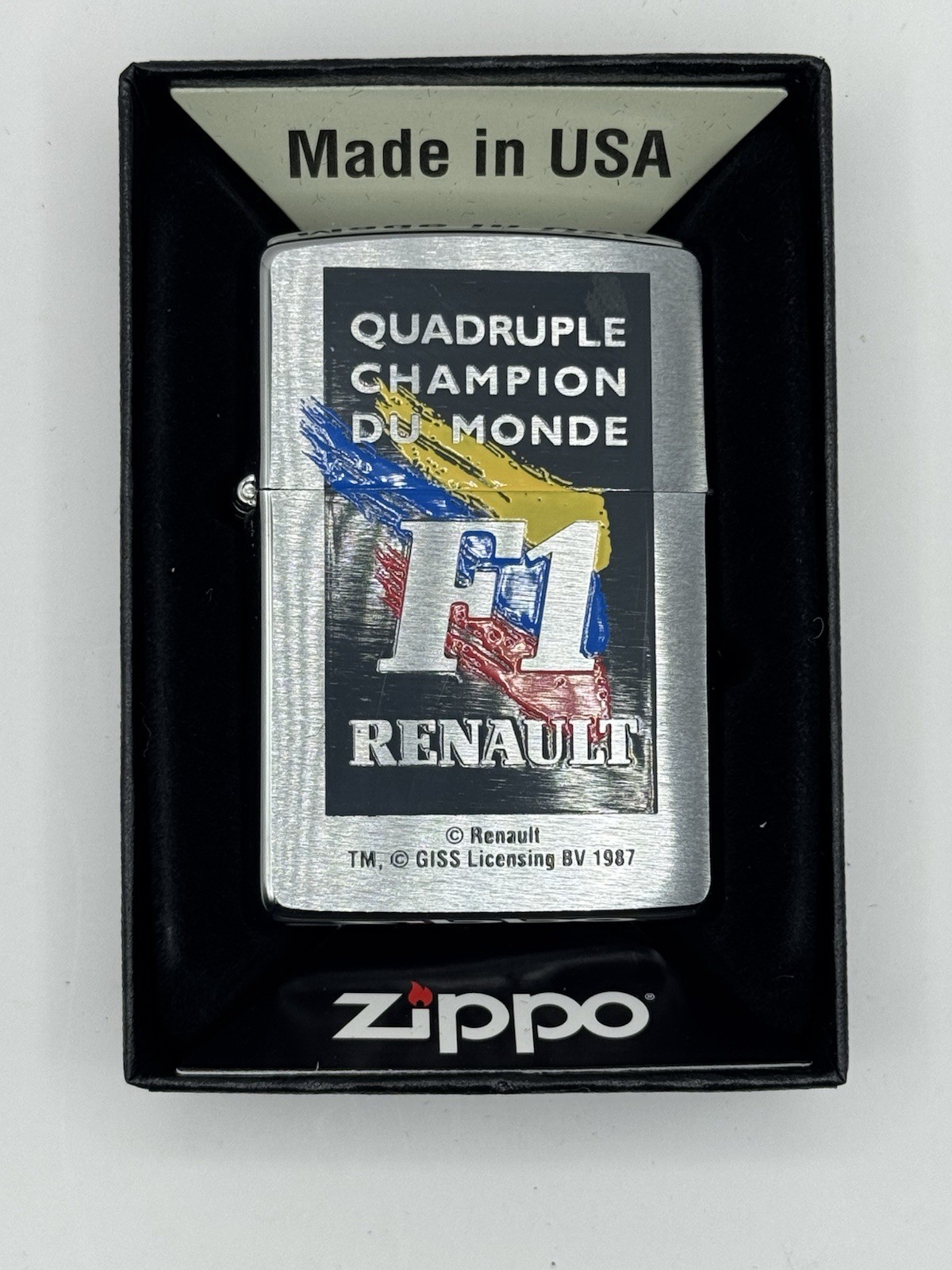 Vintage 1996 Zippo Lighter Renault F1 Quadruple World Champion Racing Motorsport