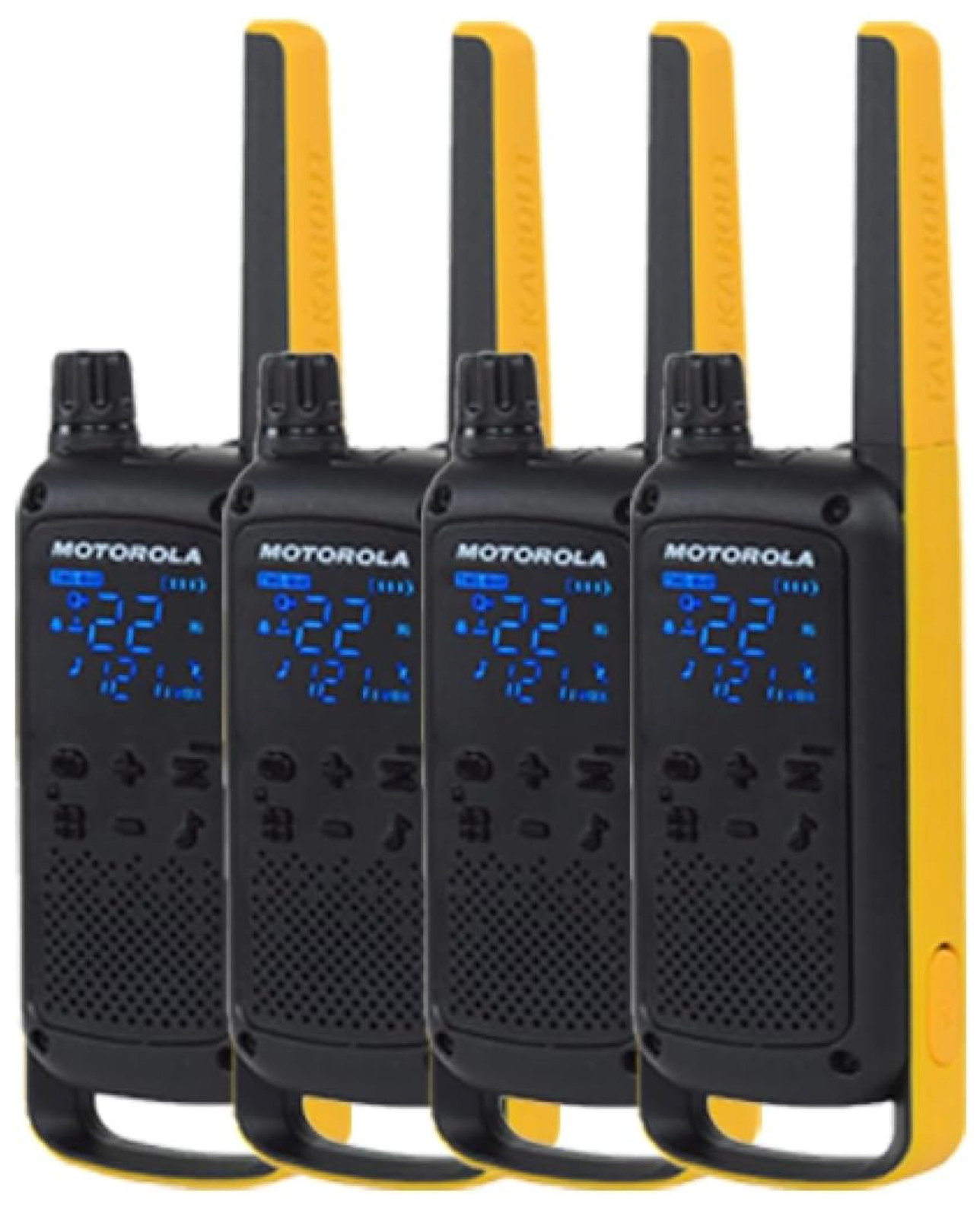 Motorola Talkabout T470 Two Way Radio 4-Pack Walkie Talkies Black/Yellow 22 Chan