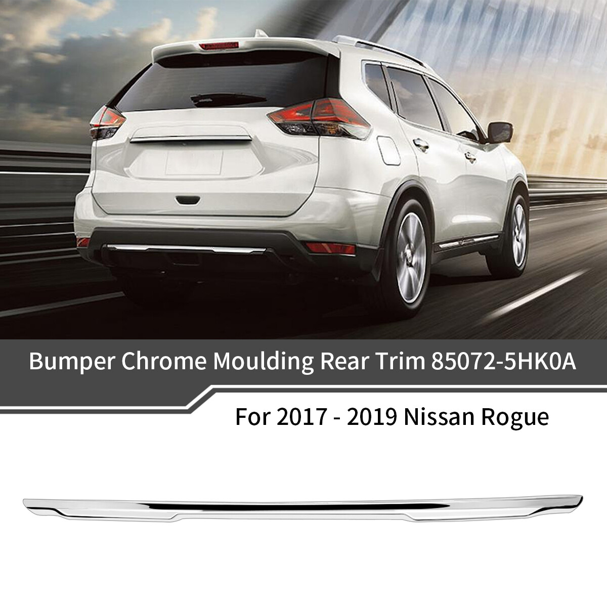 Fits 2017 2018 2019 2020 Nissan Rogue Rear Bumper Chrome Trim Molding NEW