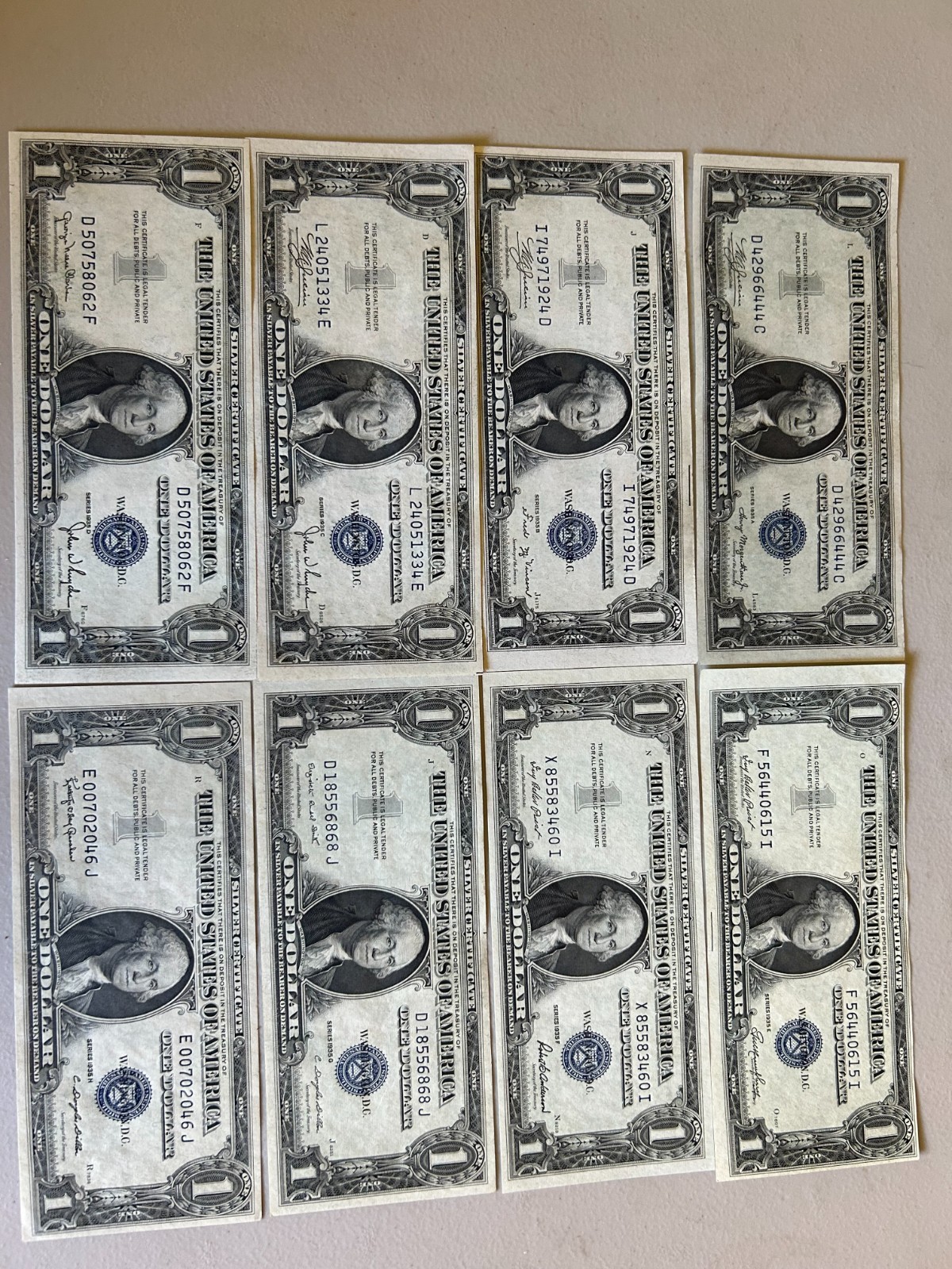 8- 1935 Series-A-B-C-D-E-F-G-H Notes- uncirculated 8- 1935 Series-A-B-C-D-E-F-G-H Notes- uncirculated
