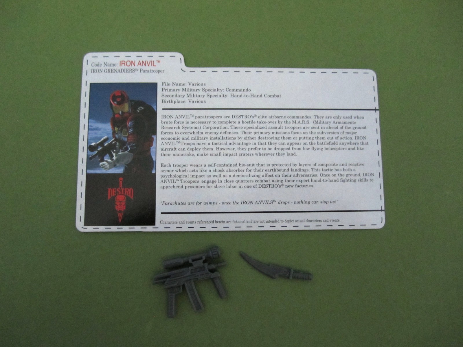 💥 2005 Vintage GI Joe Cobra Iron Grenadiers Iron Anvil Accessories Joecon Excl