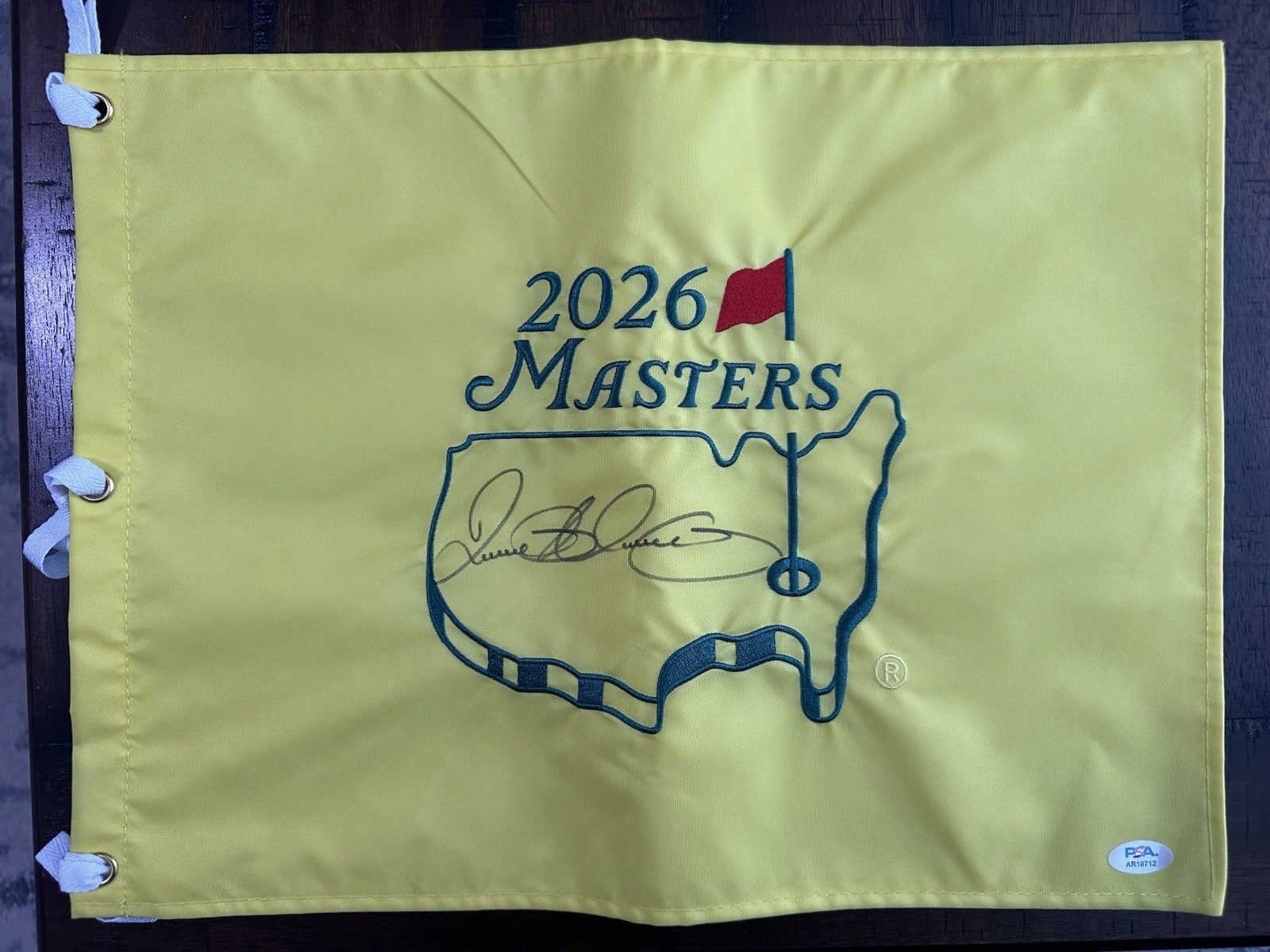 Rory Mcilroy Signed 2026 Masters Golf Pin Flag PSA COA AUGUSTA NATIONAL Rory Mcilroy Signed 2026 Masters Golf Pin Flag PSA COA AUGUSTA NATIONAL