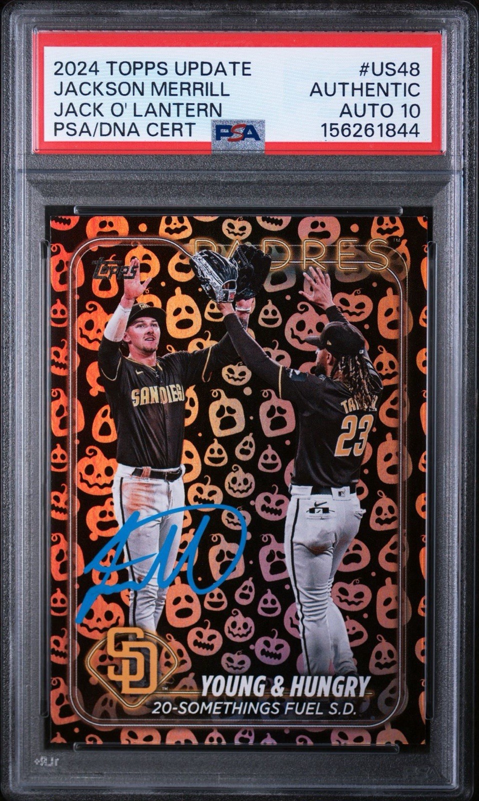 2024 Topps Update Jackson Merrill Auto Signed Tatis Jack O\'Lantern PSA 10 #US48