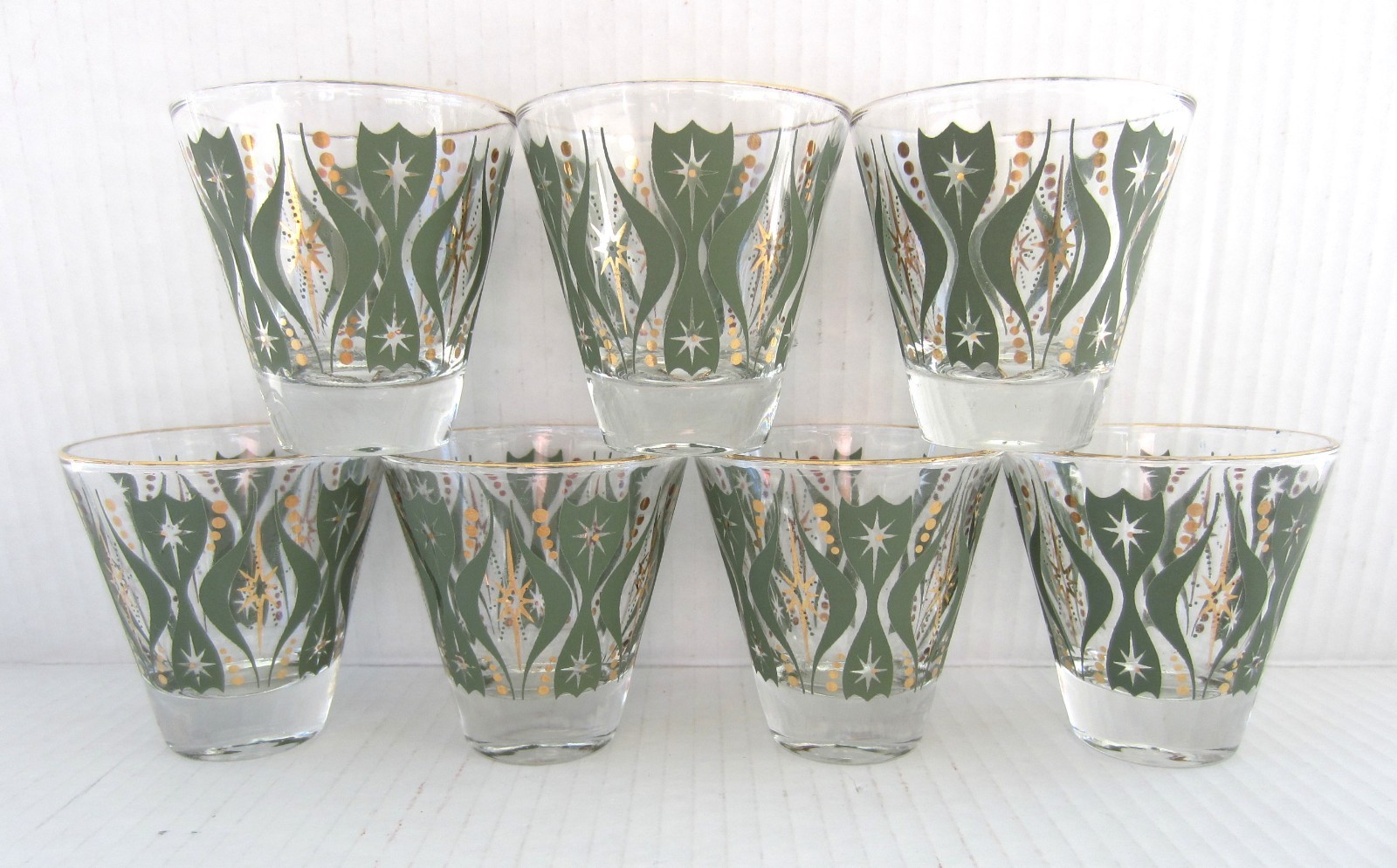Set of 7 - Vintage MCM Atomic Double Shot Glasses 2.75\
