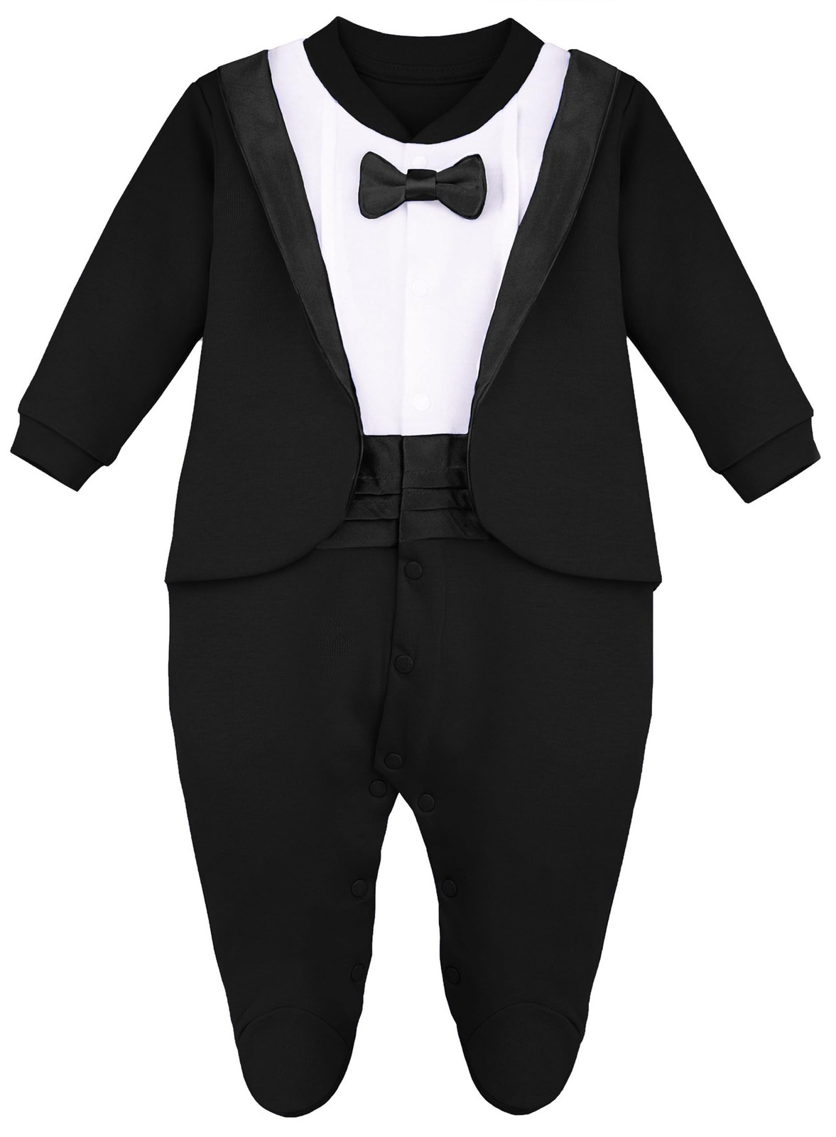 Lilax Baby Black Boy Gentleman Tuxedo Footie Christmas Holiday Outfit NEWBORN