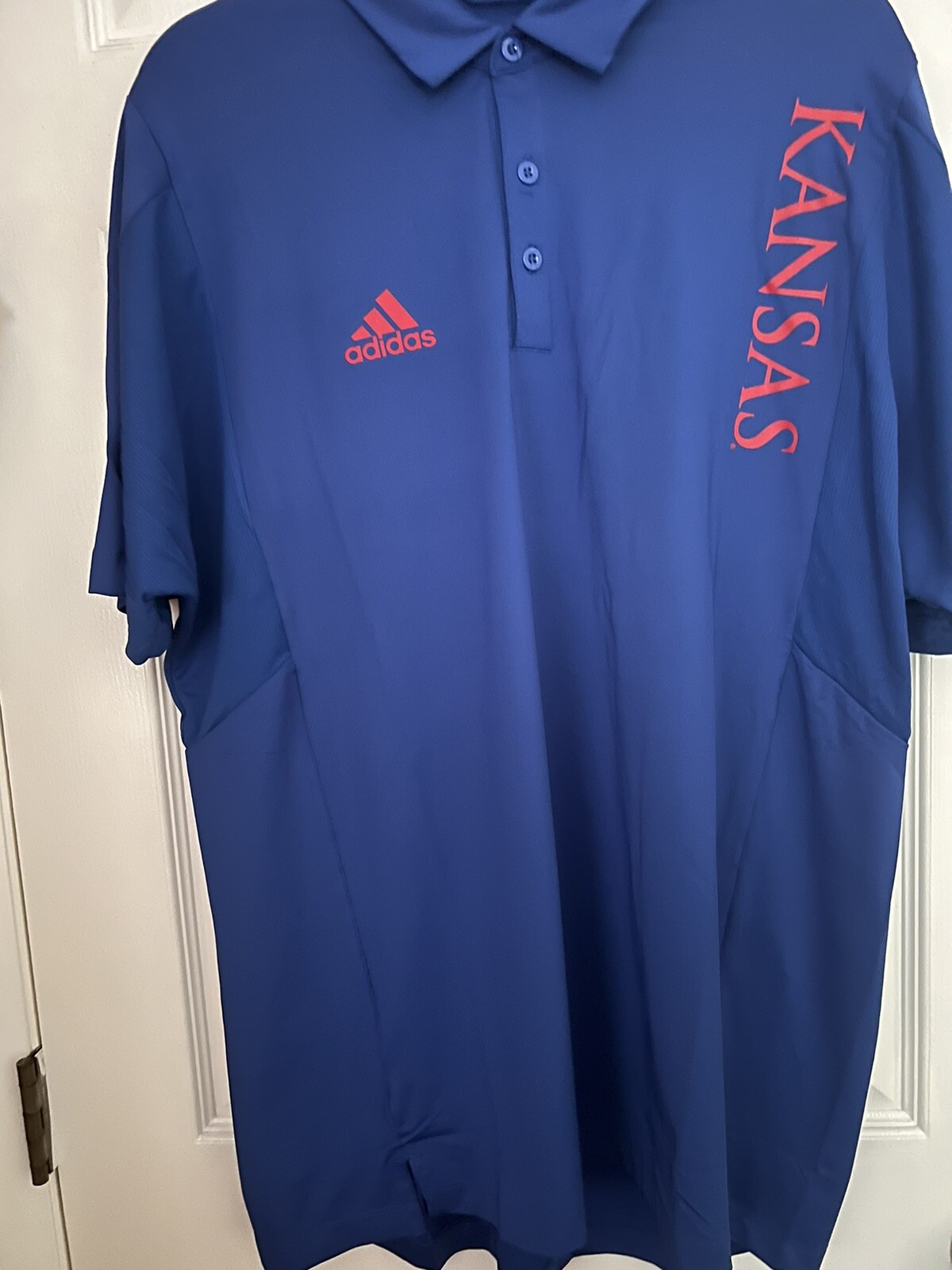 adidas Mens Large Kansas Jayhawks Basketball Team PE AEROREADY Polo H50553 NEW