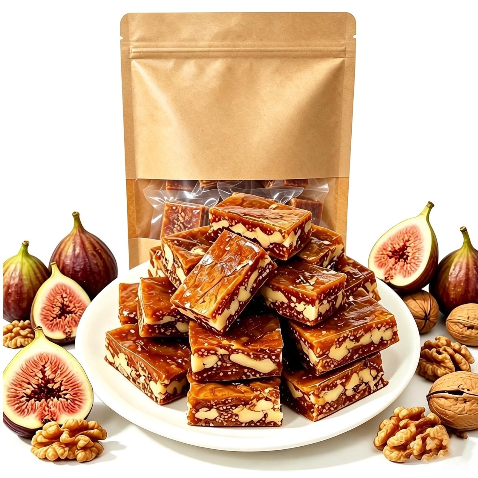 Fig and Walnut Bars,17.6oz Fig Walnuts Black Sesame Pies,Figs Walnut 2 in 1 Fig and Walnut Bars,17.6oz Fig Walnuts Black Sesame Pies,Figs Walnut 2 in 1