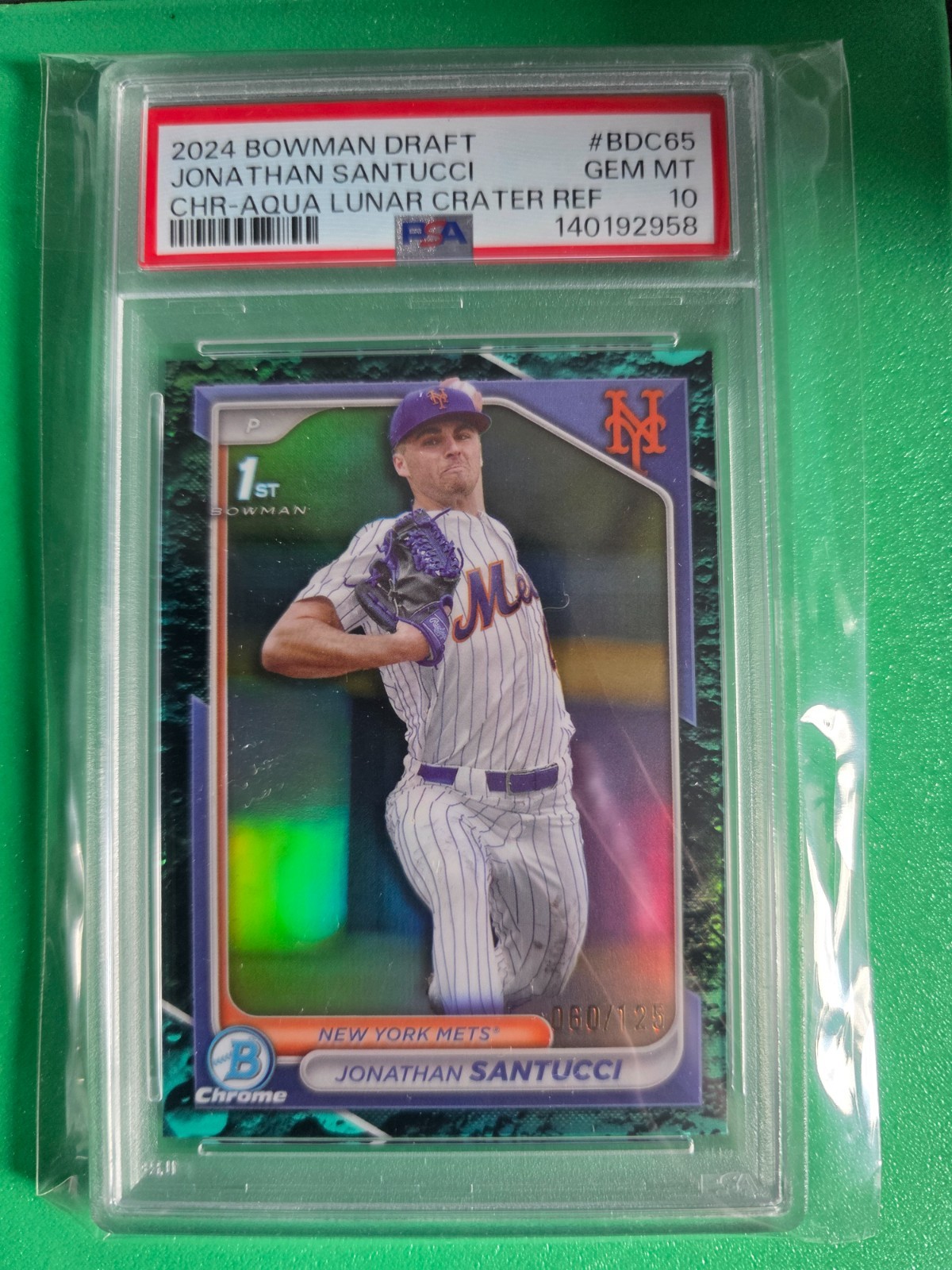 2024 Bowman Draft Jonathan Santucci RC 1ST Aqua Lunar Refractor /125 PSA 10 METS 2024 Bowman Draft Jonathan Santucci RC 1ST Aqua Lunar Refractor /125 PSA 10 METS