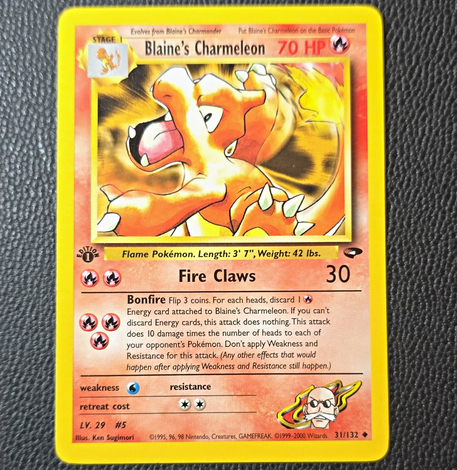WotC Pokémon Blaine's Charmeleon 31/132 Unc Reg Eng 1st NM Excellent Condition WotC Pokémon Blaine's Charmeleon 31/132 Unc Reg Eng 1st NM Excellent Condition