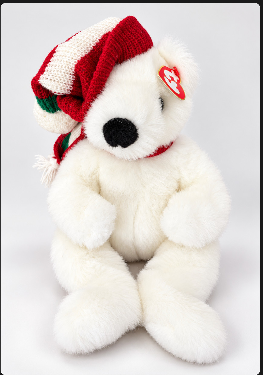 Vintage 1997 Ty Classic Holiday Bear #5700 White Christmas Plush 14\