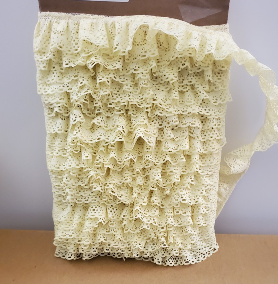 Ruffled scalloped Vintage Pale yellow LACE 1.5 inch wide crafts wedding 10 yards Ruffled scalloped Vintage Pale yellow LACE 1.5 inch wide crafts wedding 10 yards