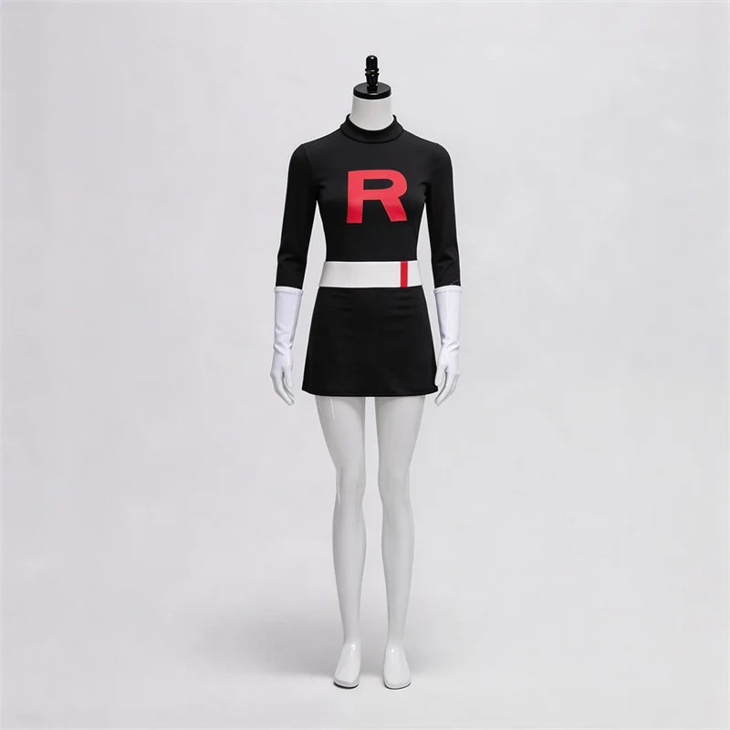 Anime Team Rocket Grunt Cosplay Costume Top Skirt Pants Gloves Full Set Anime Team Rocket Grunt Cosplay Costume Top Skirt Pants Gloves Full Set
