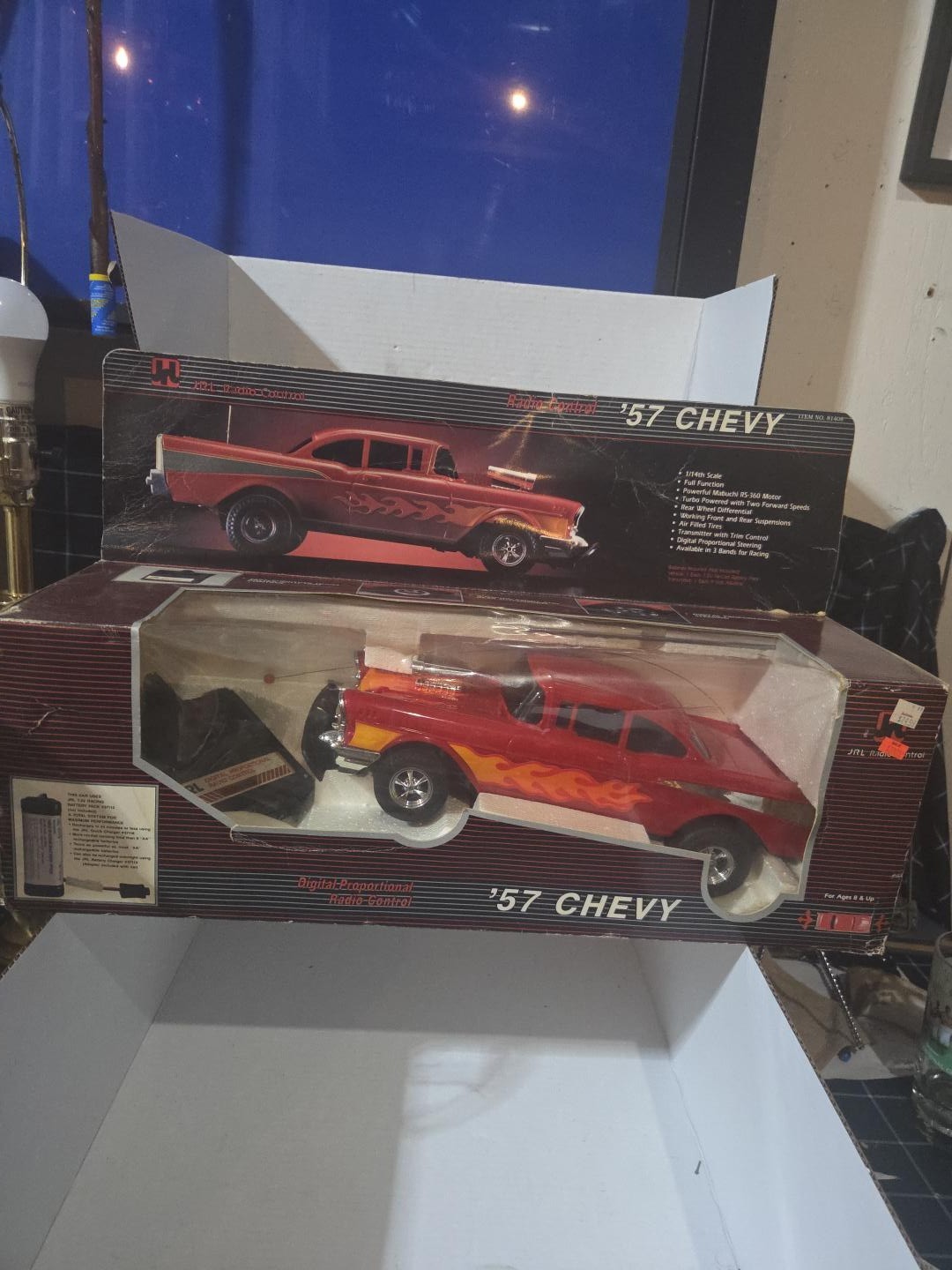 Vintage 1986 JRL Toys Red 57 Chevy RC Car 1/14 scale NOS in box TAIWAN TOY AUTO
