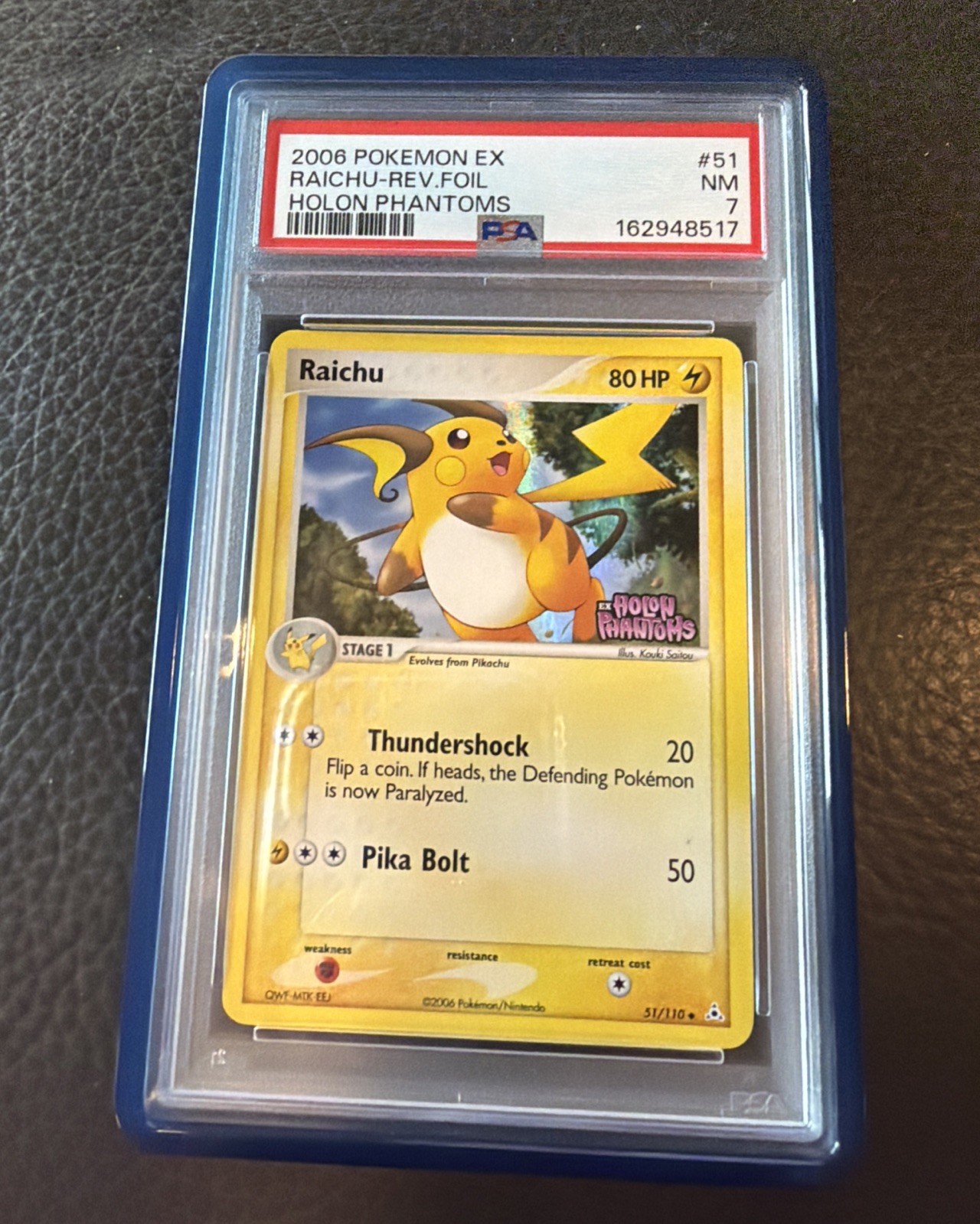 #51 RAICHU-REVERSE FOIL PSA 7 2006 POKEMON EX HOLON PHANTOMS Low Pop New Cert