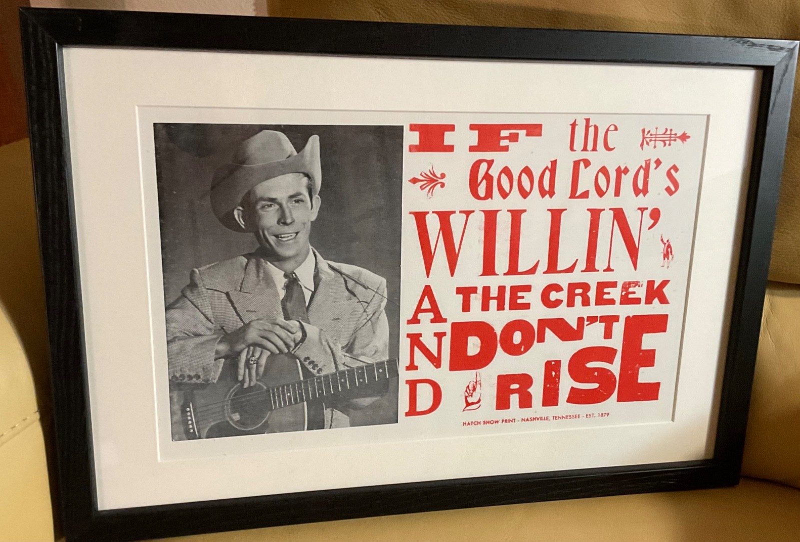 Vintage Hank Williams Poster; Hatch Show Print Nashville 1999; Framed and Matted