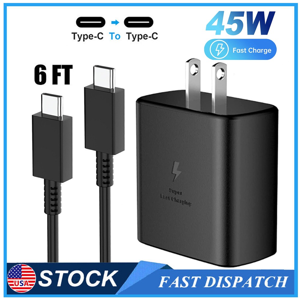 45w Type USB-C Super Fast Wall Charger +6FT Cable For Samsung Galaxy S23 S22 S21