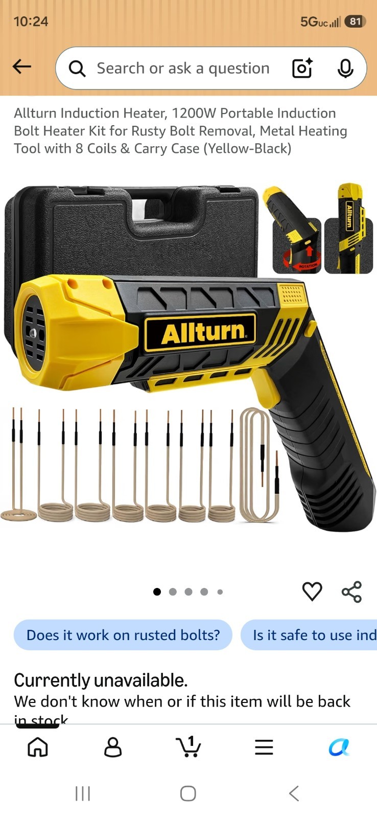 Allturn Induction Heater 1200W Portable Induction Bolt Kit with 8 Coils & Case Allturn Induction Heater 1200W Portable Induction Bolt Kit with 8 Coils & Case