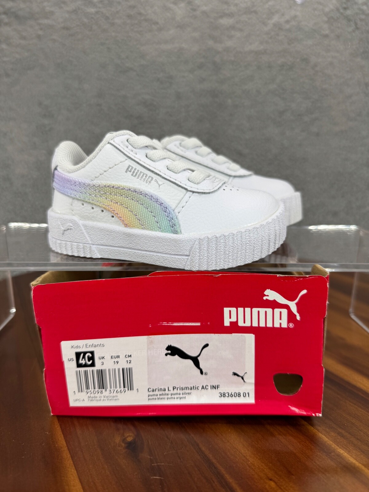 Puma Toddler Carina Leather Prismatic Size 4 Slip On Sneaker White Purple Shoe Puma Toddler Carina Leather Prismatic Size 4 Slip On Sneaker White Purple Shoe