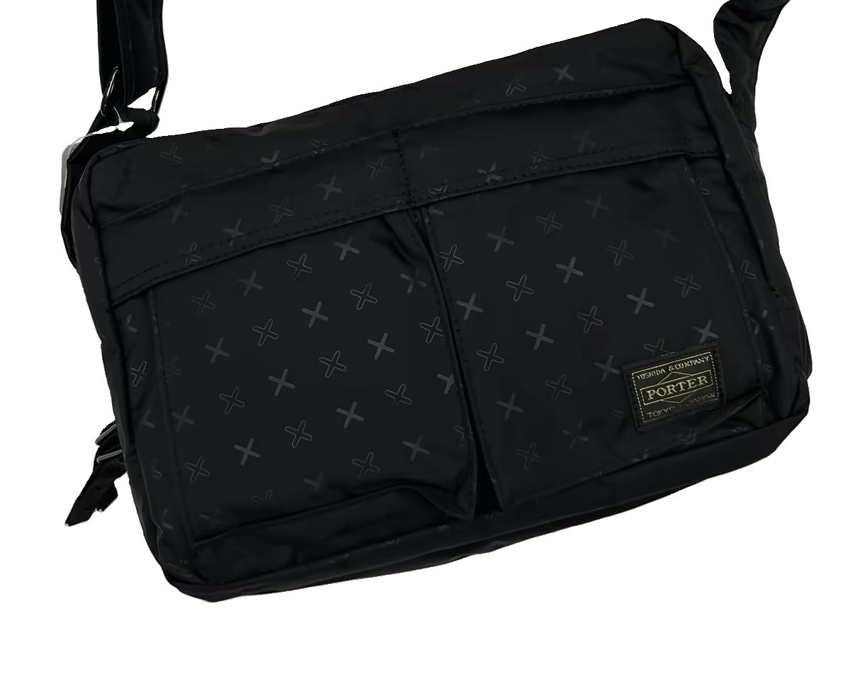 HEAD PORTER Yoshida Pre 2019 Black Cross Monogram Nylon Crossbody Bag 23x15