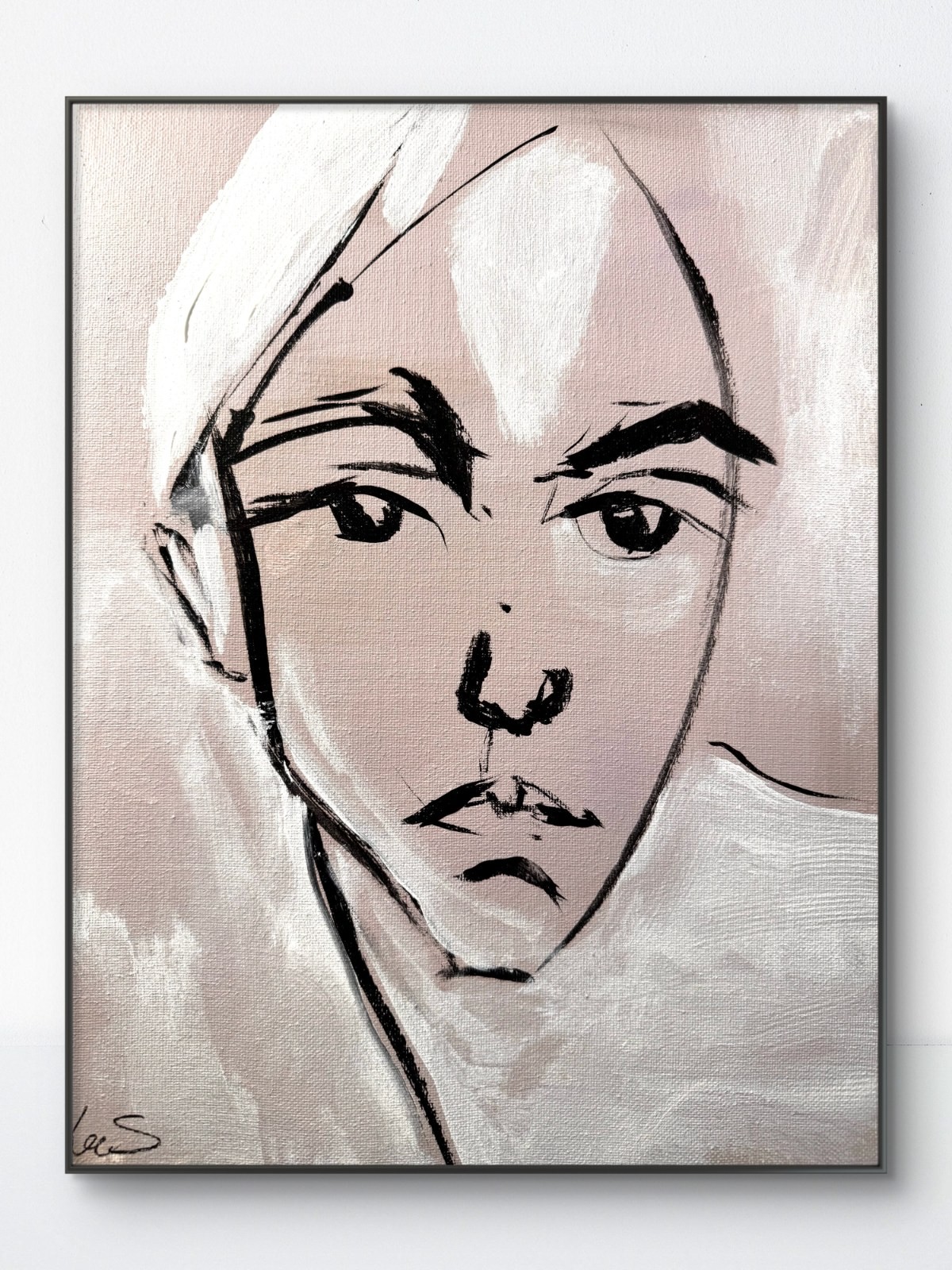 SAMATOWIC Original 11x14 Modern Minimalist Portrait Face Painting Signed Canvas