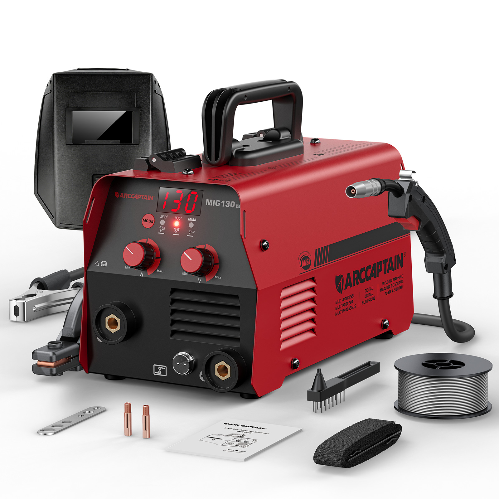 ARCCAPTAIN 130Amp MIG Welder 2-In-1 / 3-In-1 Welding Machine Flux Core MIG MMA🔥