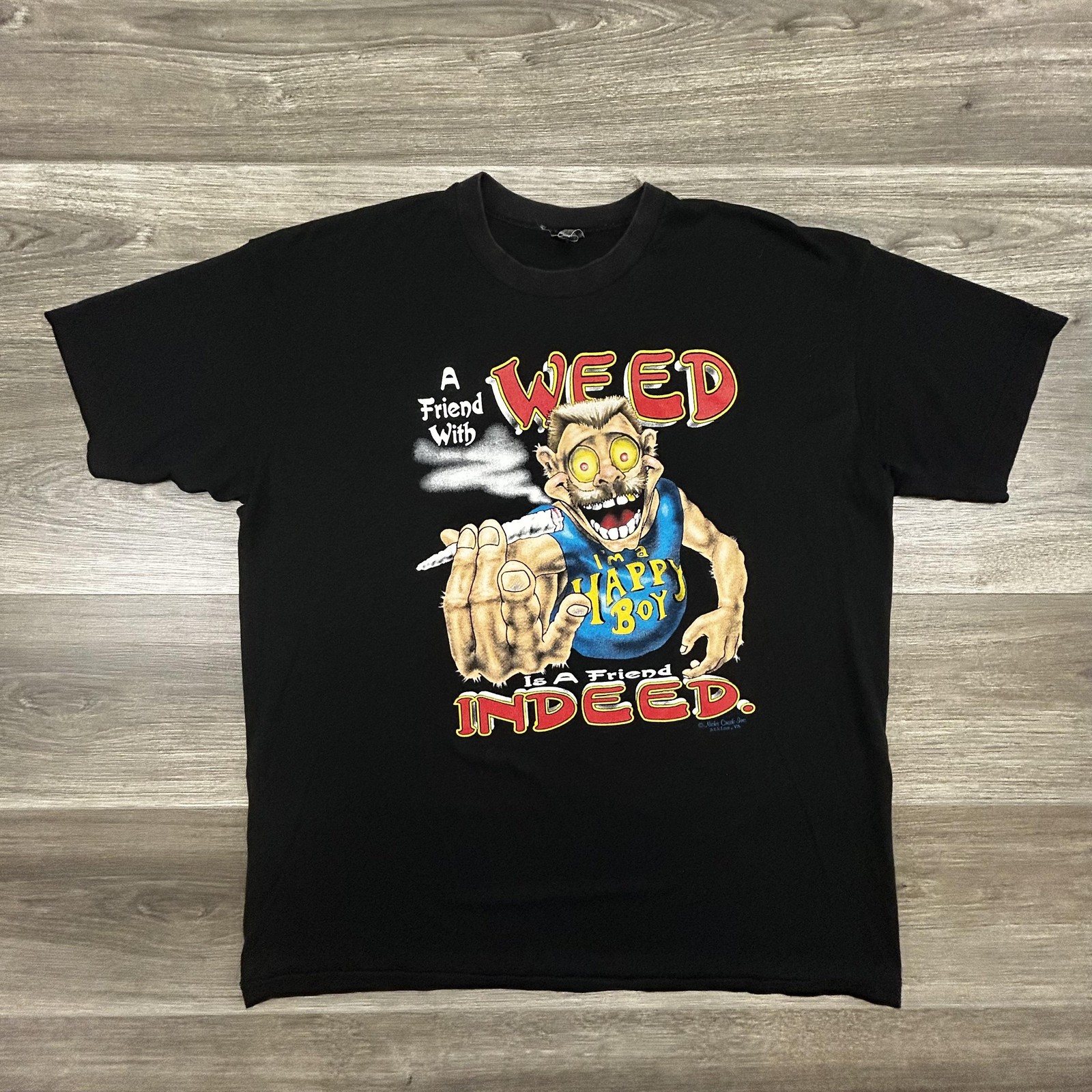 Vintage Weed Shirt Mens XL Black A Friend With Weed Indeed Single Stitch 90s USA
