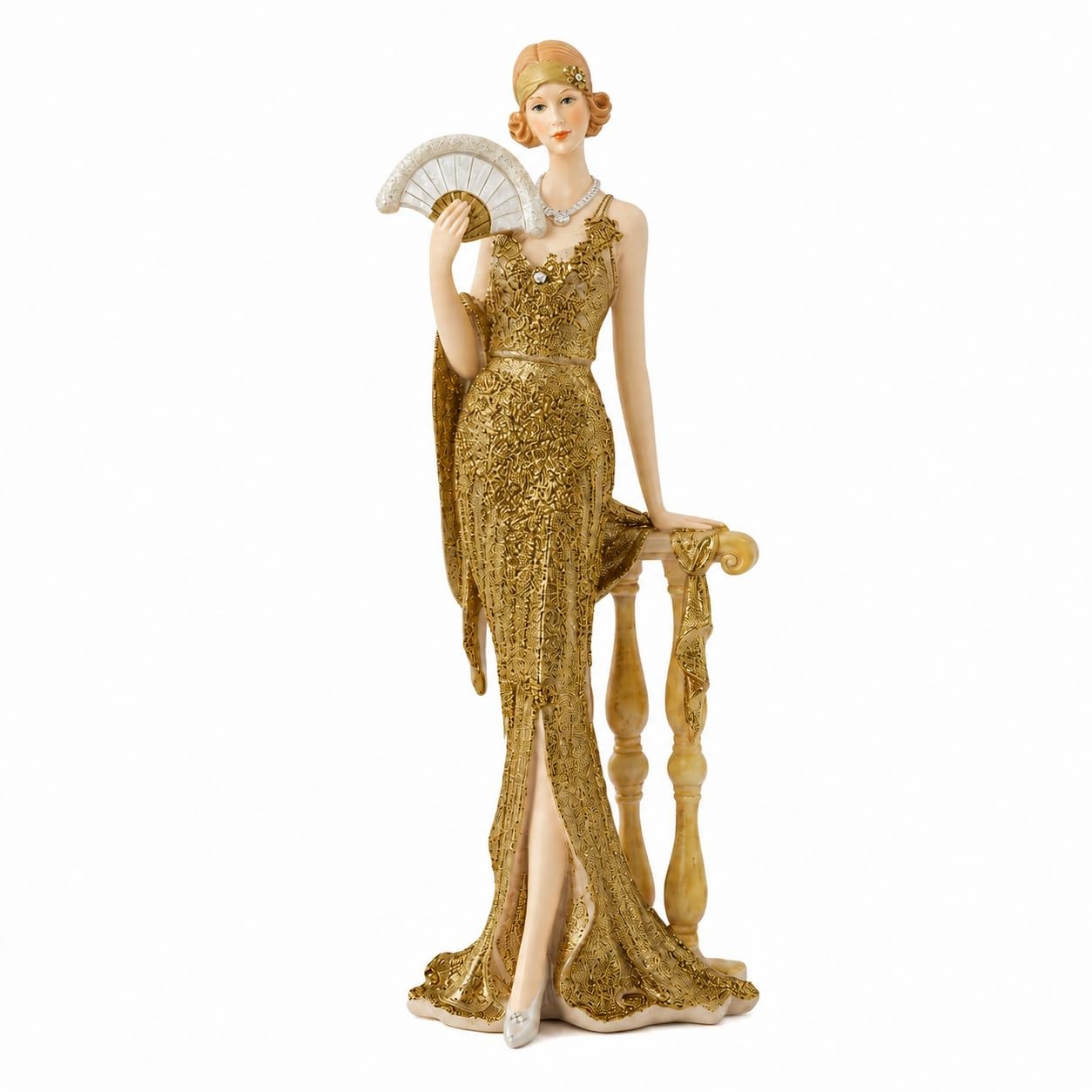 Comfy Hour 13 Inch Victorian Lady Figurine, Art Deco Fan Statue Comfy Hour 13 Inch Victorian Lady Figurine, Art Deco Fan Statue