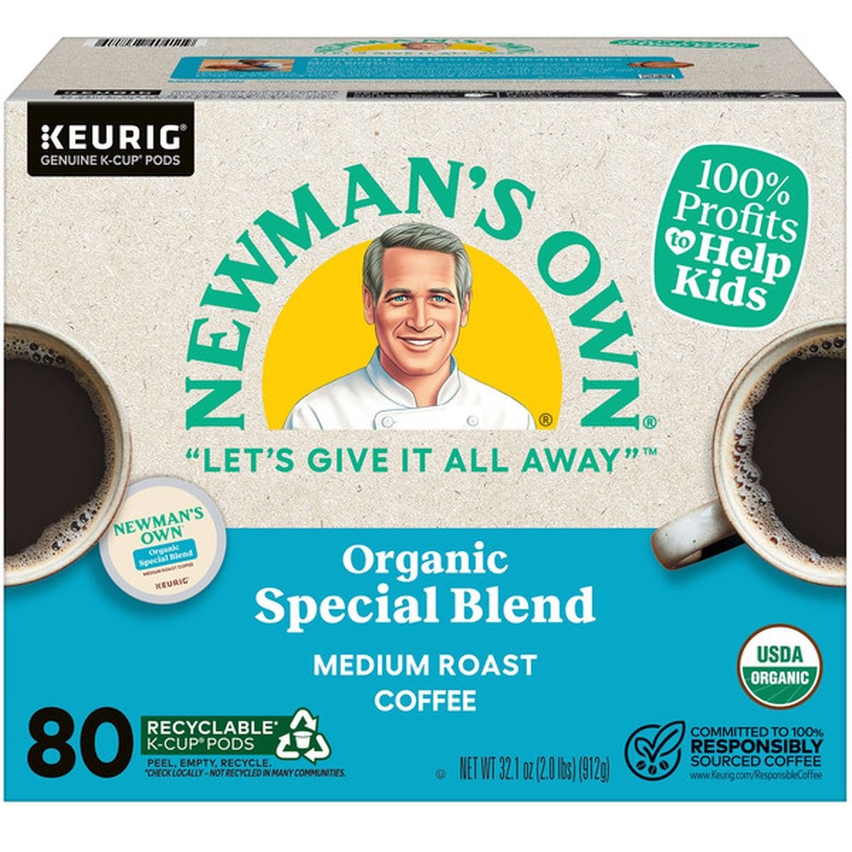 Newman\'s Own Organic Special Blend Coffee, Medium Roast, Keurig K-Cup Pods, 80 c Newman\'s Own Organic Special Blend Coffee, Medium Roast, Keurig K-Cup Pods, 80 c
