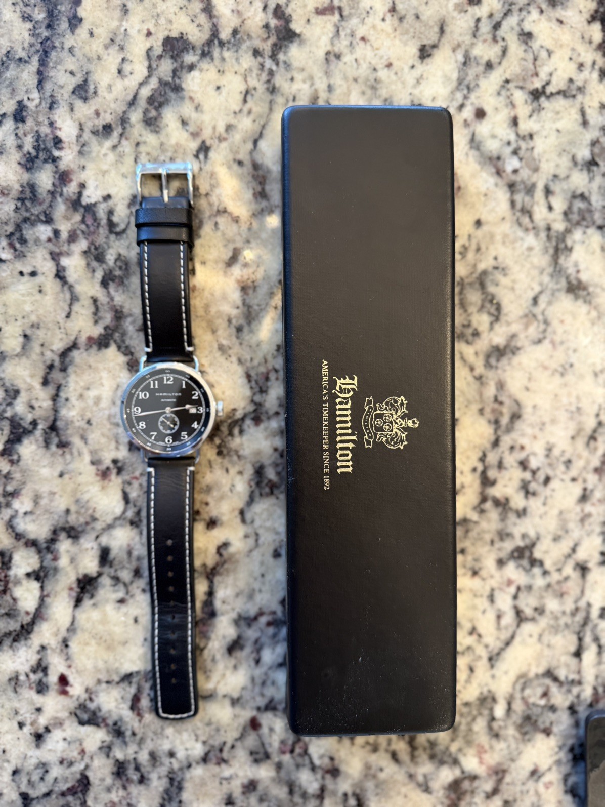 Hamilton Khaki Navy Men\'s Black Watch with Leather Band - H78415733 Hamilton Khaki Navy Men\'s Black Watch with Leather Band - H78415733