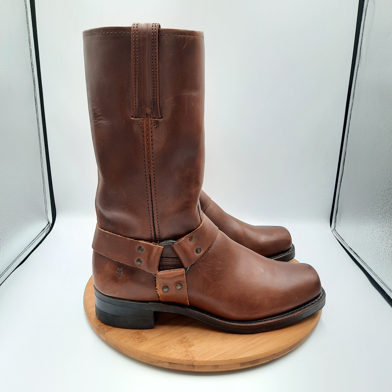 Frye Harness 12R Mens 10 Boots Gaucho Brown Motorcycle Square Toe USA Made $498