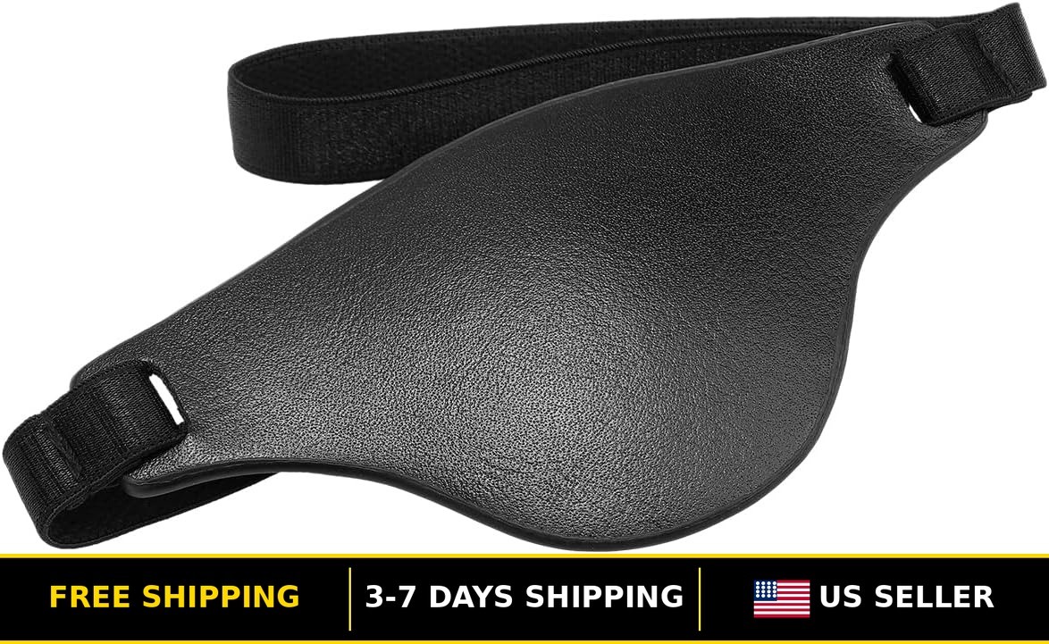 Black Leather Adjustable Eye Patch for Adults - Left & Right Eye Use