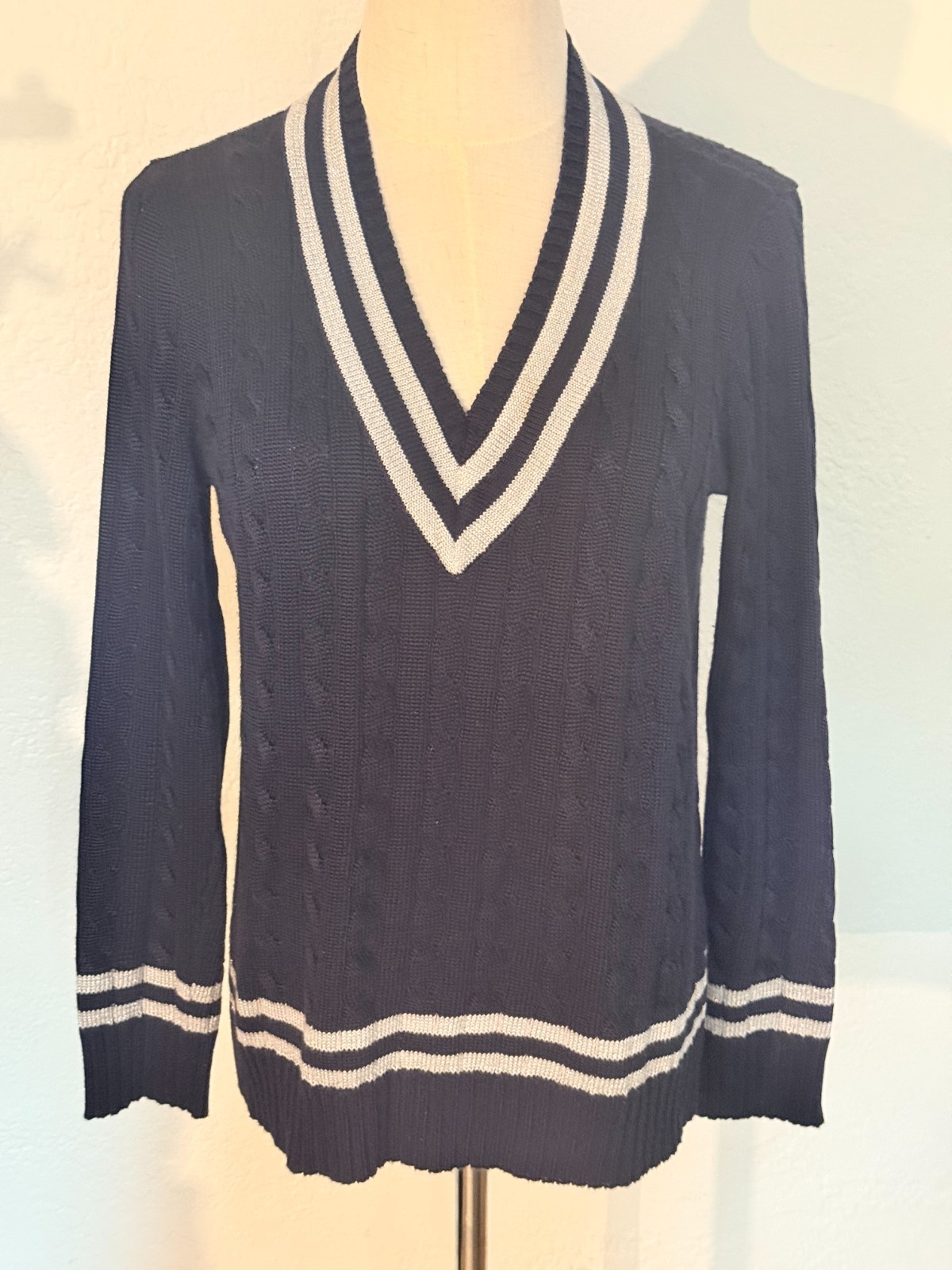 Womens Ralph Lauren Navy V Neck Sweater Size Small