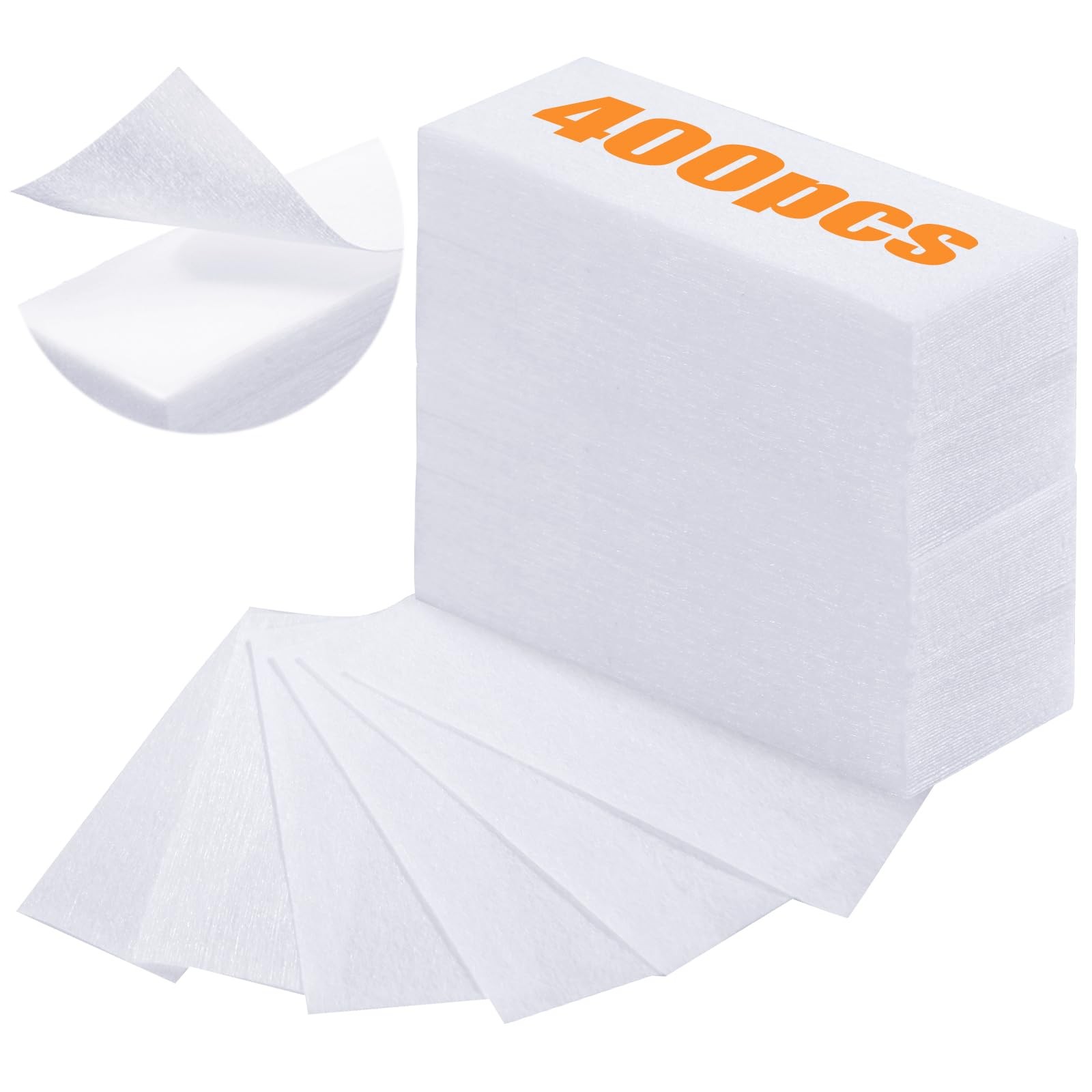 Blulu 400 Wax Strips Non Woven for All Skin 400 Count (Pack of 1), White 