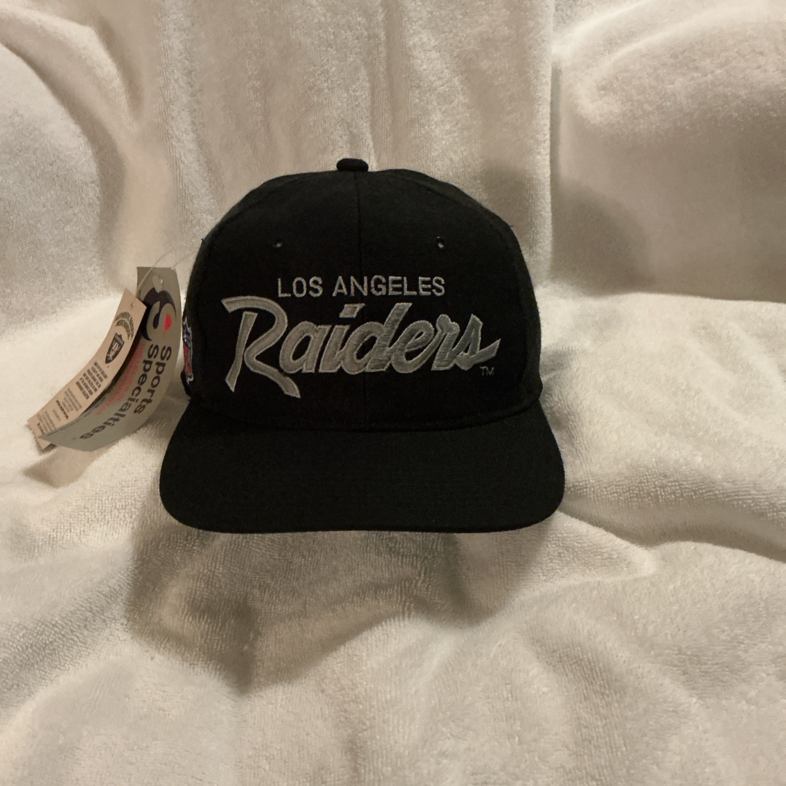 RARE Los Angeles Raiders Vintage 1990s Sports Specialties Black Snapback Cap