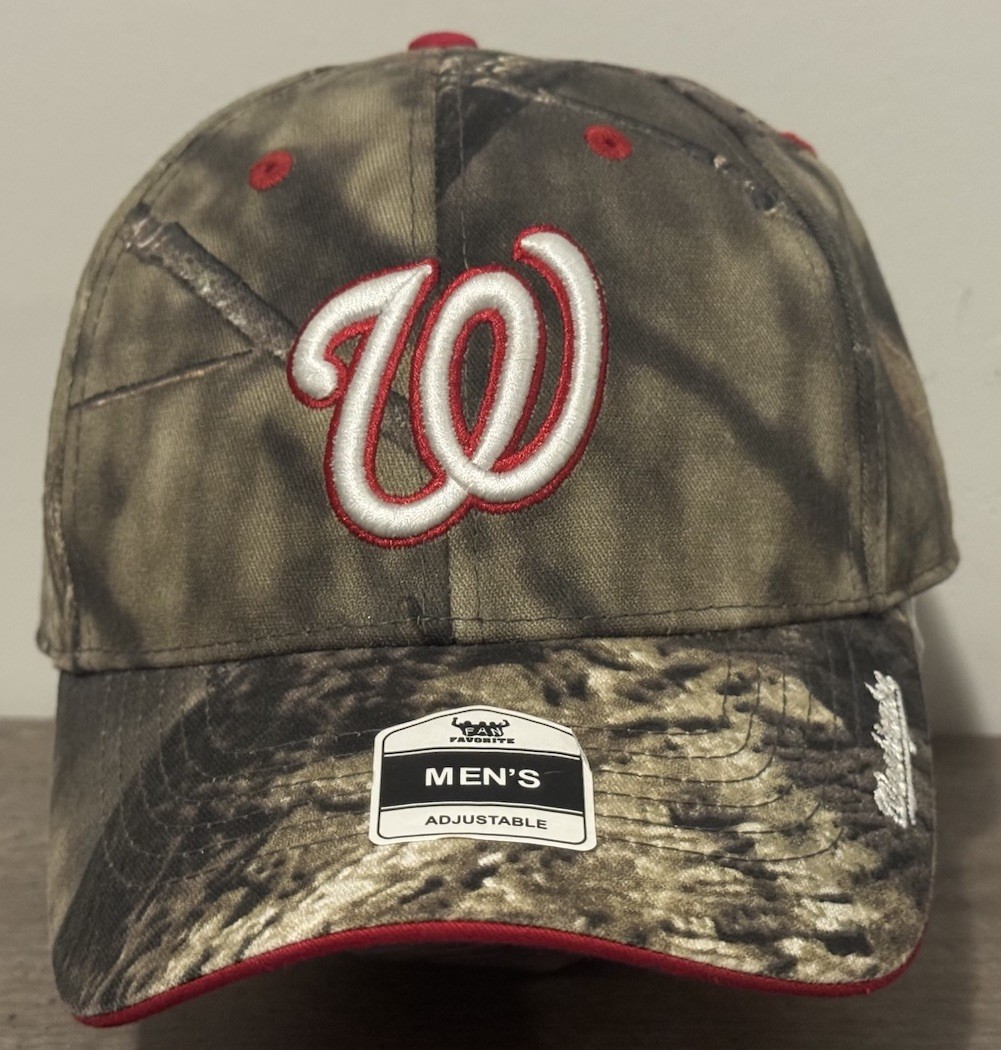 Washington Nationals Hat Cap Strap Back Green Camo Logo MLB Baseball Fan Favorit