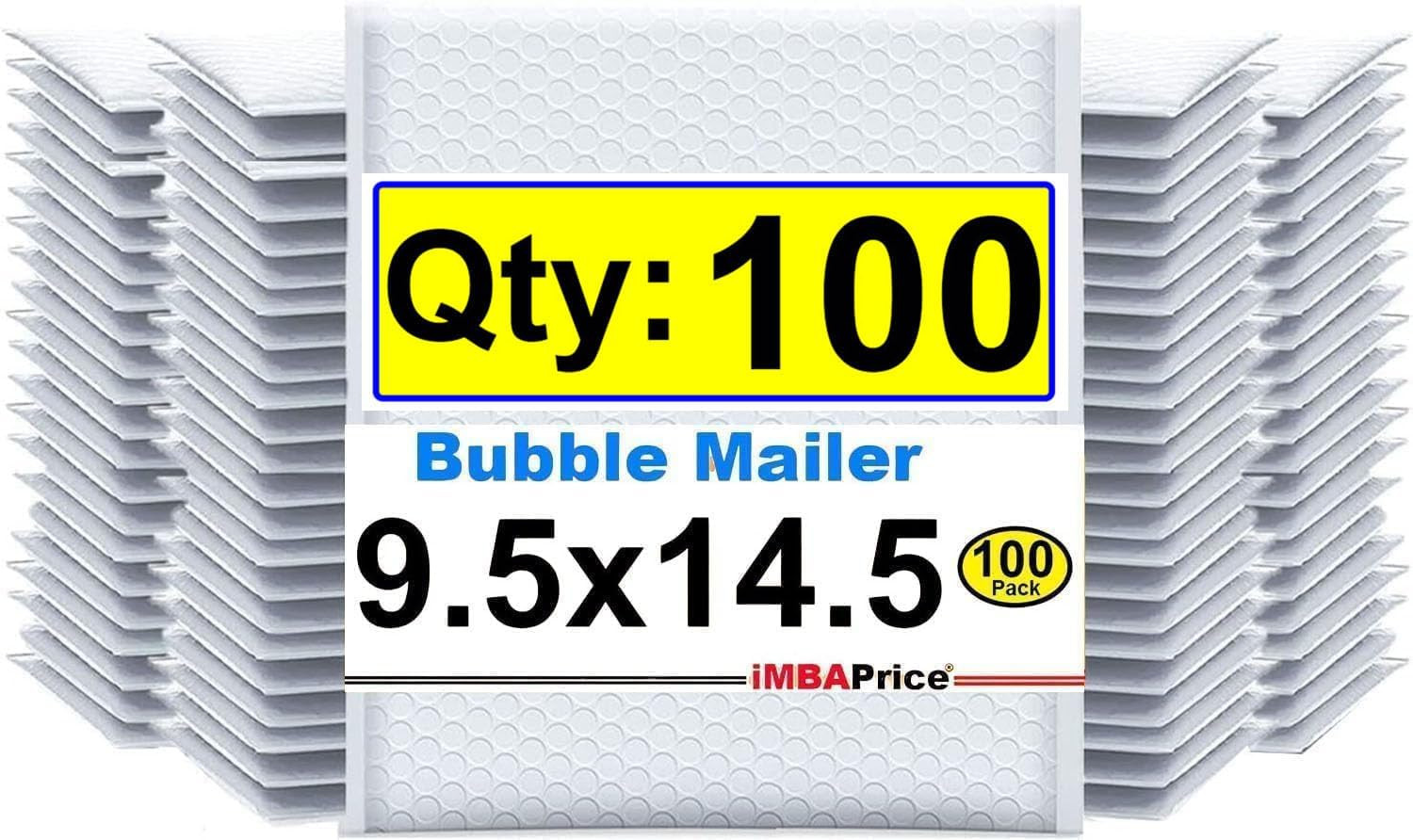 9.5X14.5 Inch White Poly Bubble Mailers, 100-Pack I #4 Large Size Padded Envelop