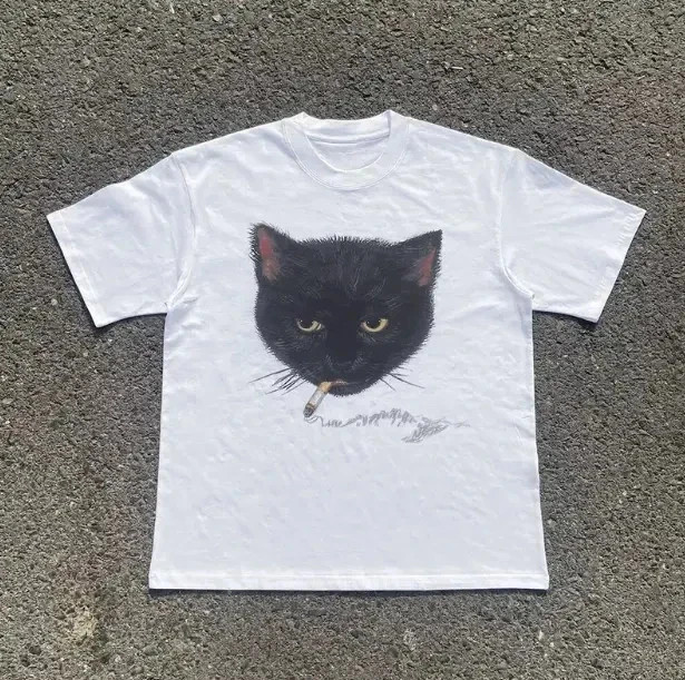 Y2k Smocking Cat T-Shirt, Unisex Vintage Graphic Tees Gothic Grunge Y2k Emo Scen Y2k Smocking Cat T-Shirt, Unisex Vintage Graphic Tees Gothic Grunge Y2k Emo Scen