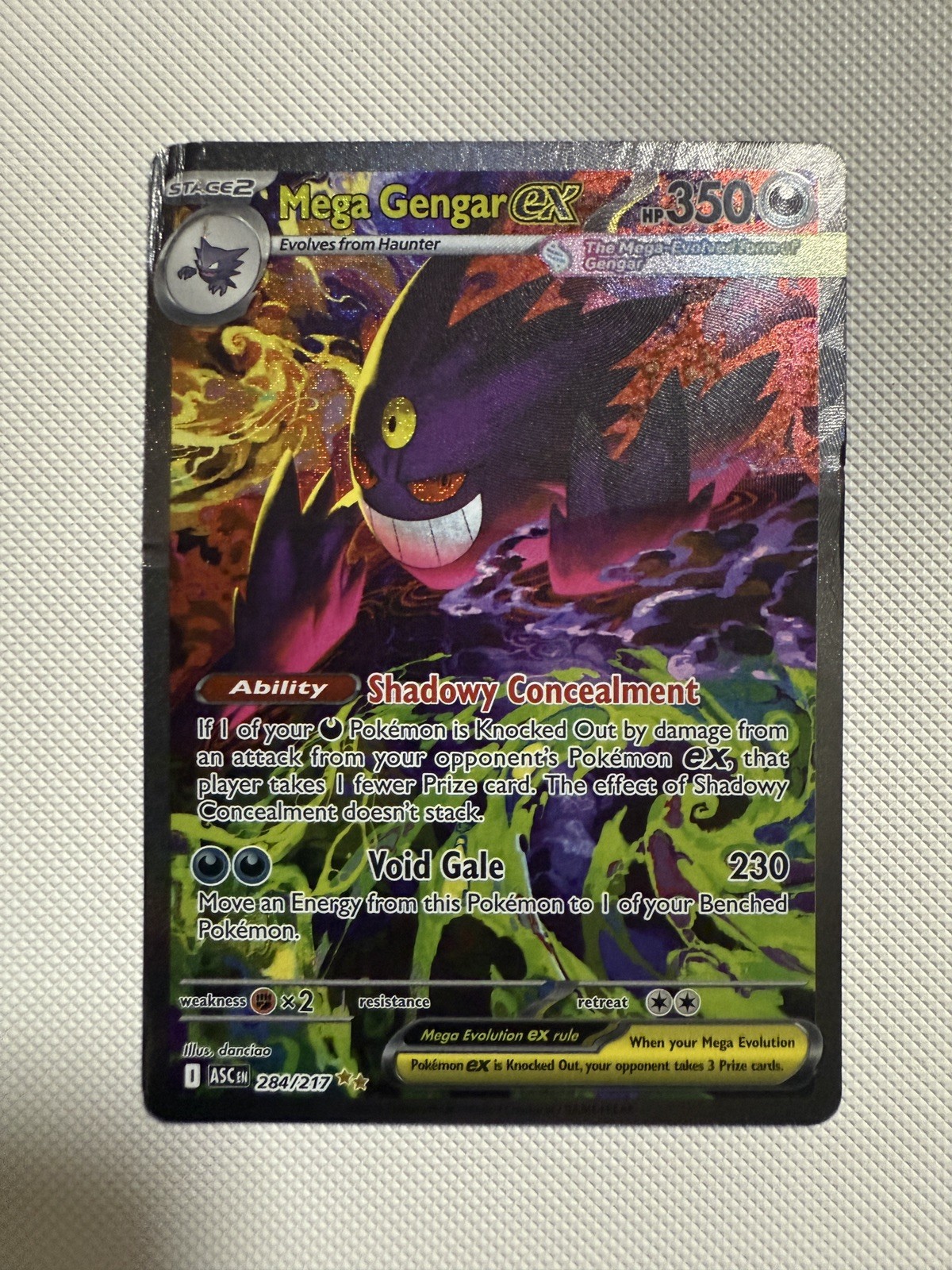 Pokémon TCG Mega Gengar ex 284/217 Ascended Heroes SIR Damaged