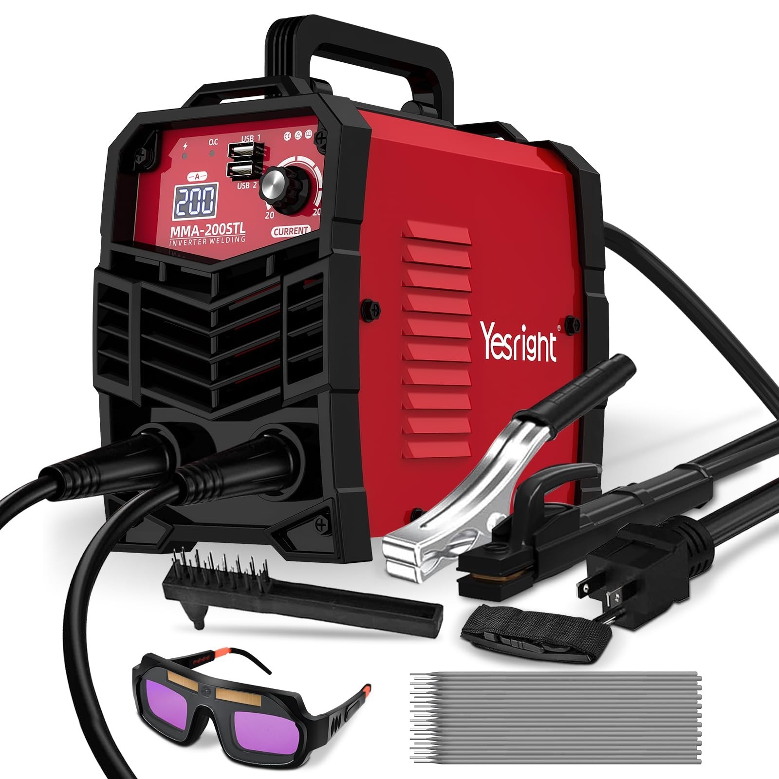 YesRight Portable Stick Welder Kit 200A, 110V IGBT Inverter Machine with Goggles YesRight Portable Stick Welder Kit 200A, 110V IGBT Inverter Machine with Goggles