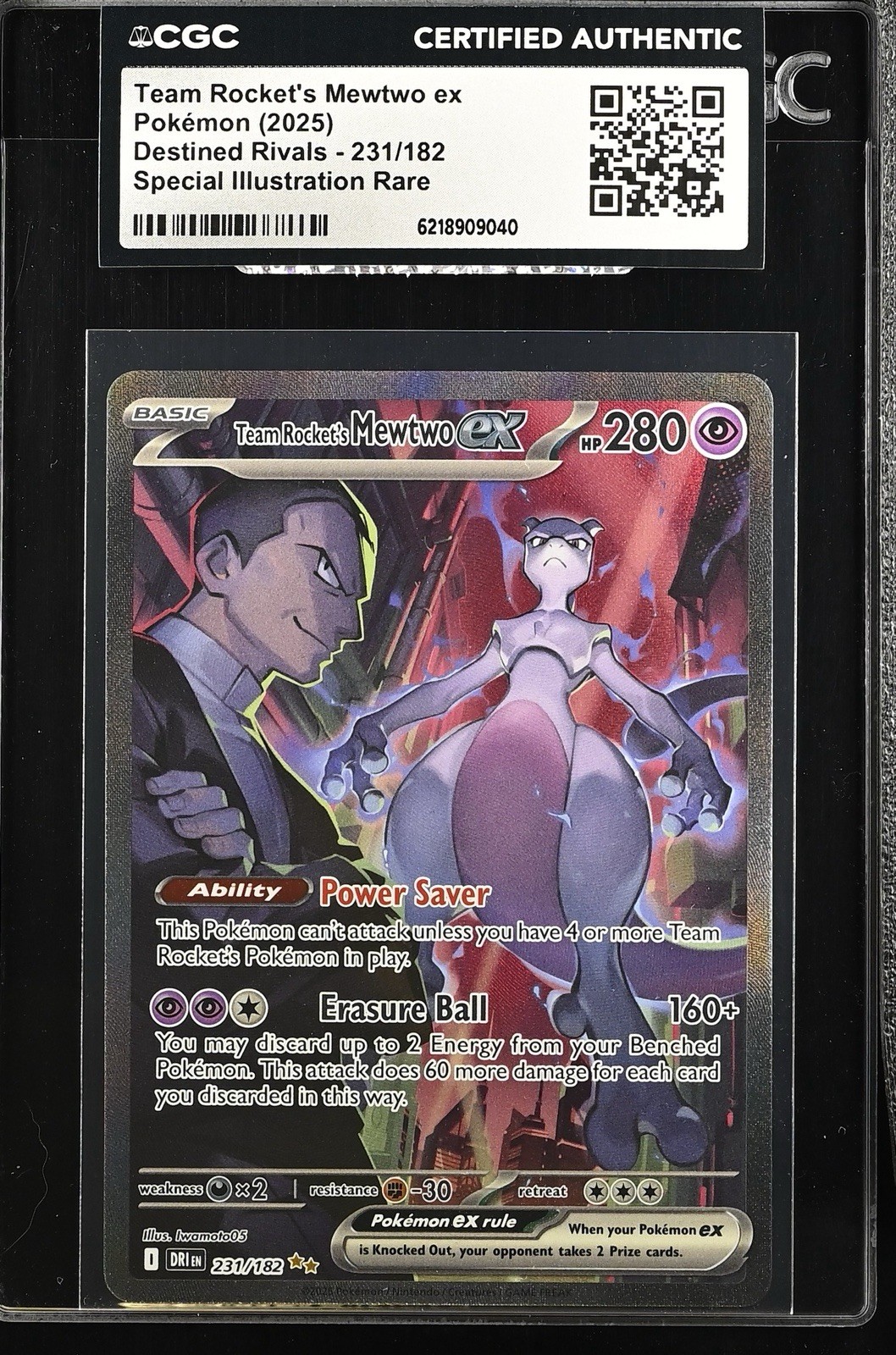 2025 Pokemon Team Rocket’s Mewtwo ex 231/182 Destined Rivals SIR CGC AUTH