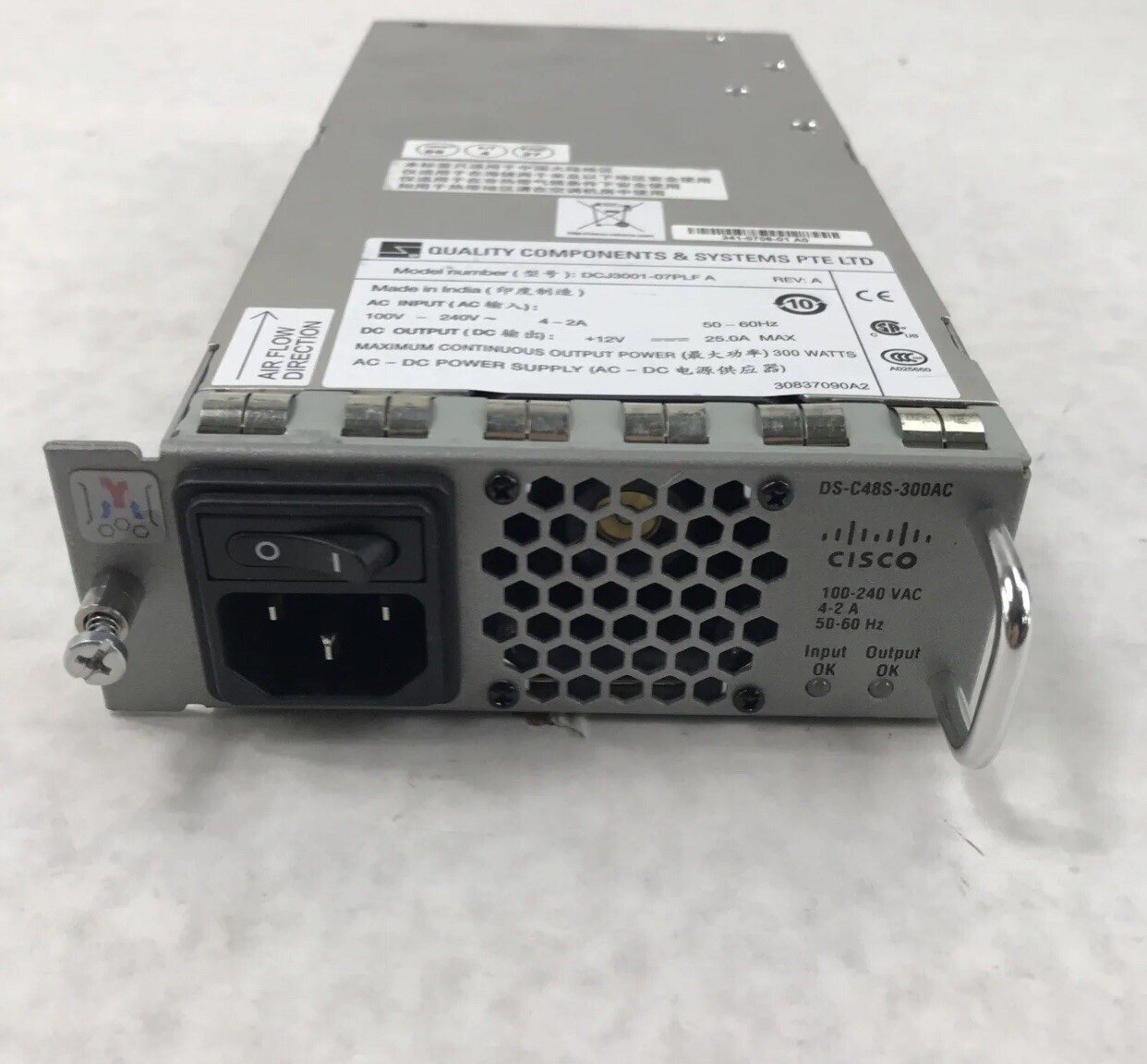 Cisco DS-C48S-300AC MDS AC Power Supply for DS-C9148S-K9 DS-C9148S-D12PSK9 Cisco DS-C48S-300AC MDS AC Power Supply for DS-C9148S-K9 DS-C9148S-D12PSK9