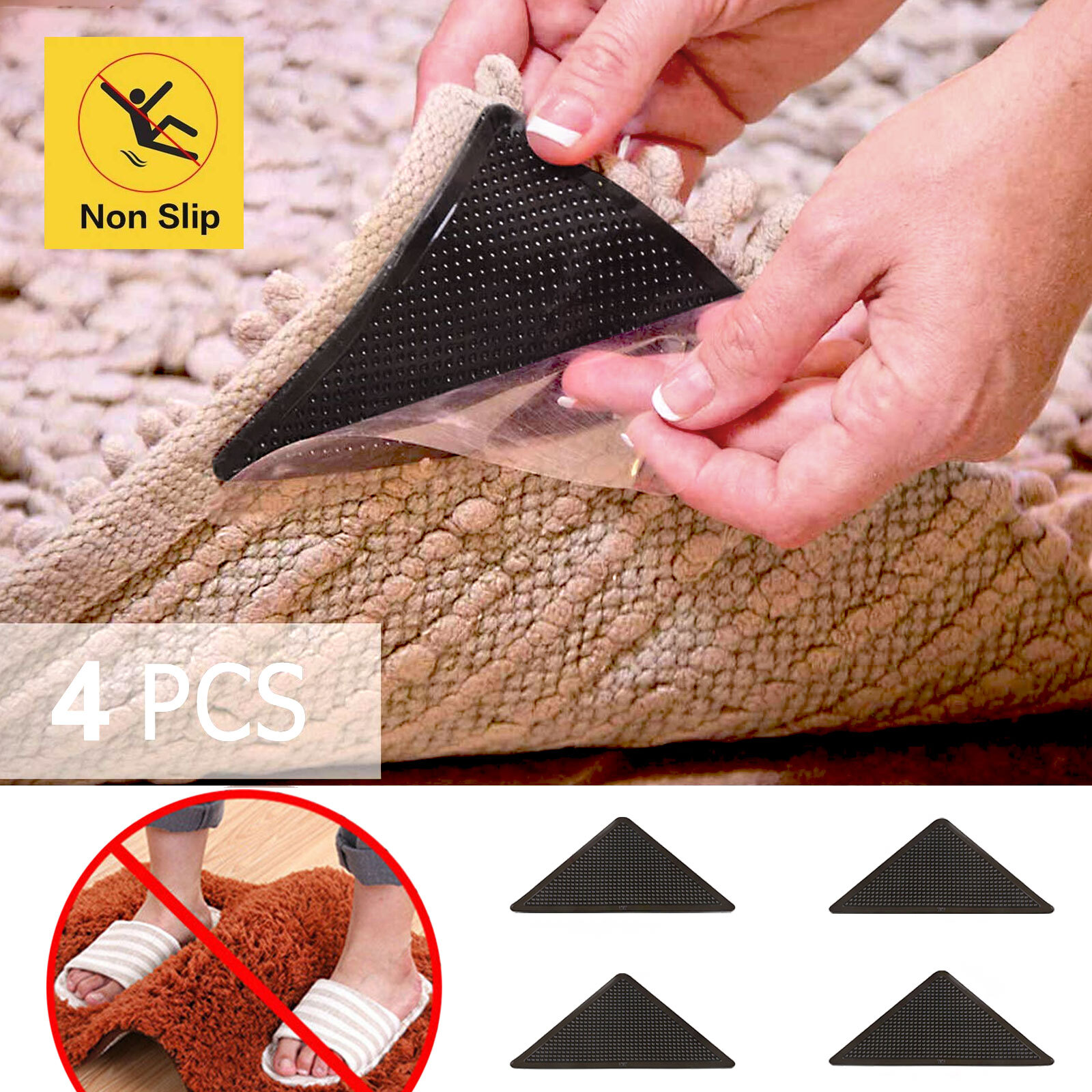 8Pcs Carpet Stickers Anti Slip Rug Holder Reusable Washable Rug Stickers Hot USA