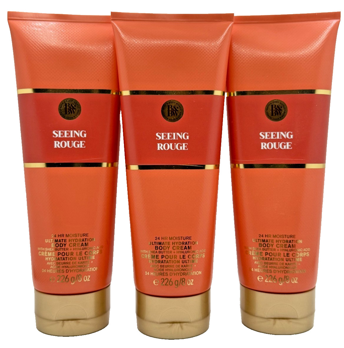 NEW Bath & Body Works Lot of 3 Tubes Seeing Rouge Luxuries Body Cream 8 oz