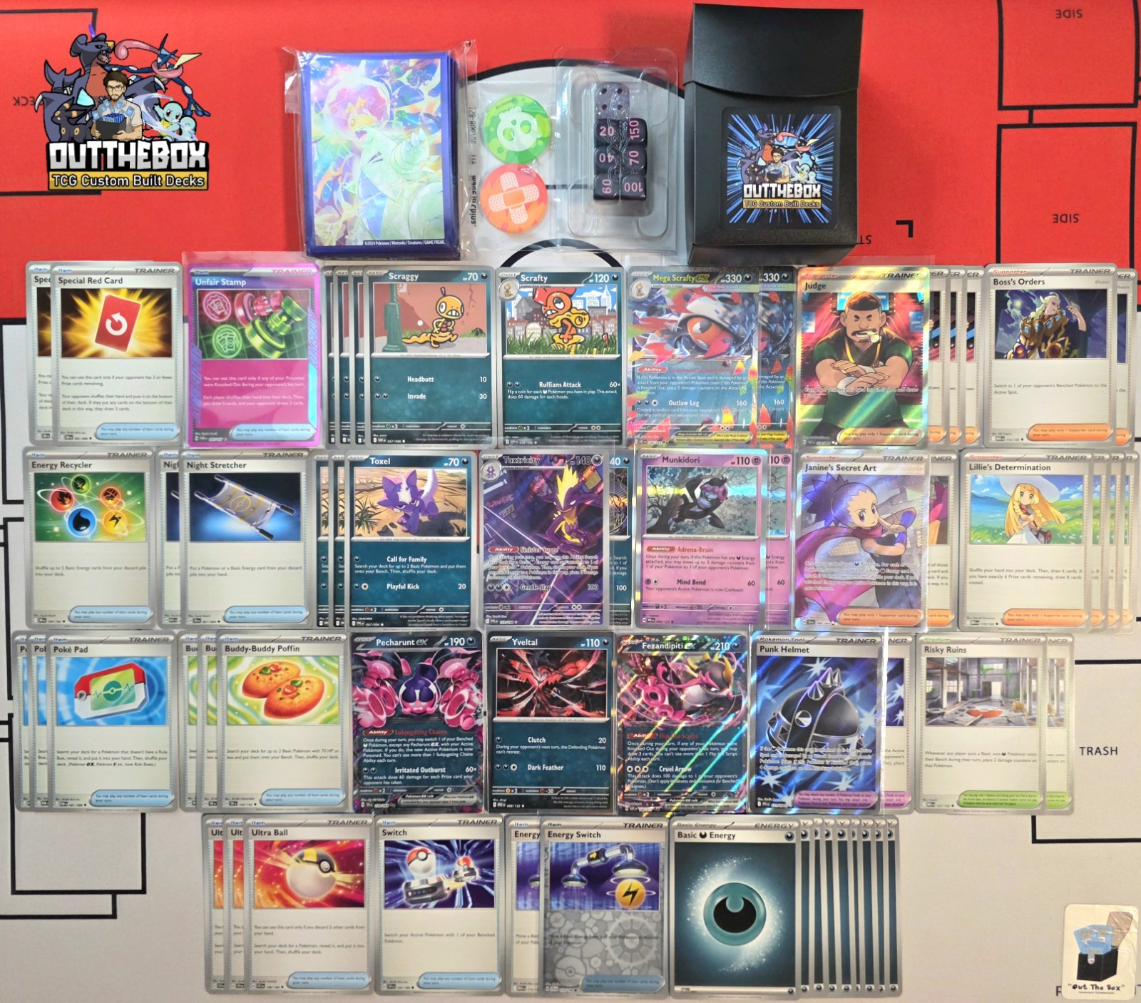 Mega Scrafty Ex & Toxtricity - Pokémon TCG - OutTheBoxTCG Custom Standard Decks