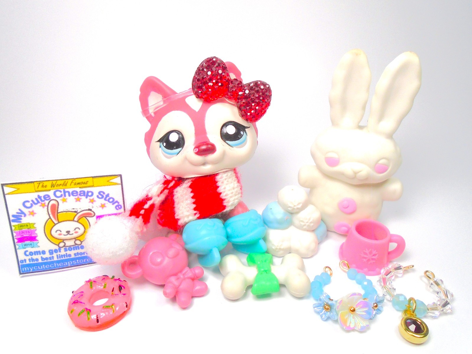 Littlest Pet Shop Rare Red White Husky Dog #1793 with cute accessories authentic Littlest Pet Shop Rare Red White Husky Dog #1793 with cute accessories authentic