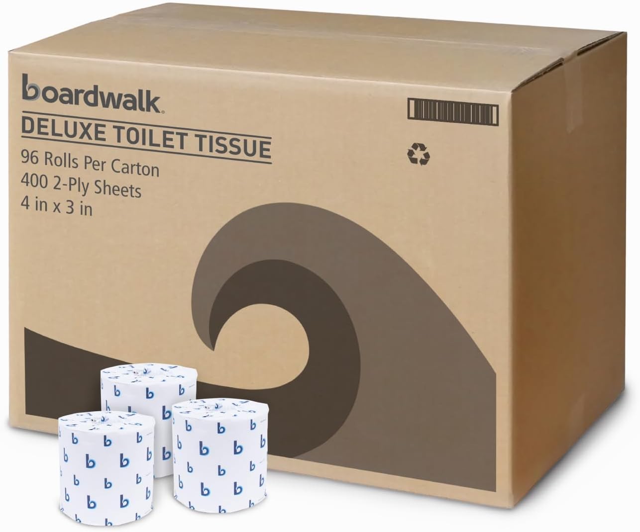 Boardwalk 2-Ply Toilet Tissue, Septic Safe, White, 400 Sheets/Roll, 96 Rolls
