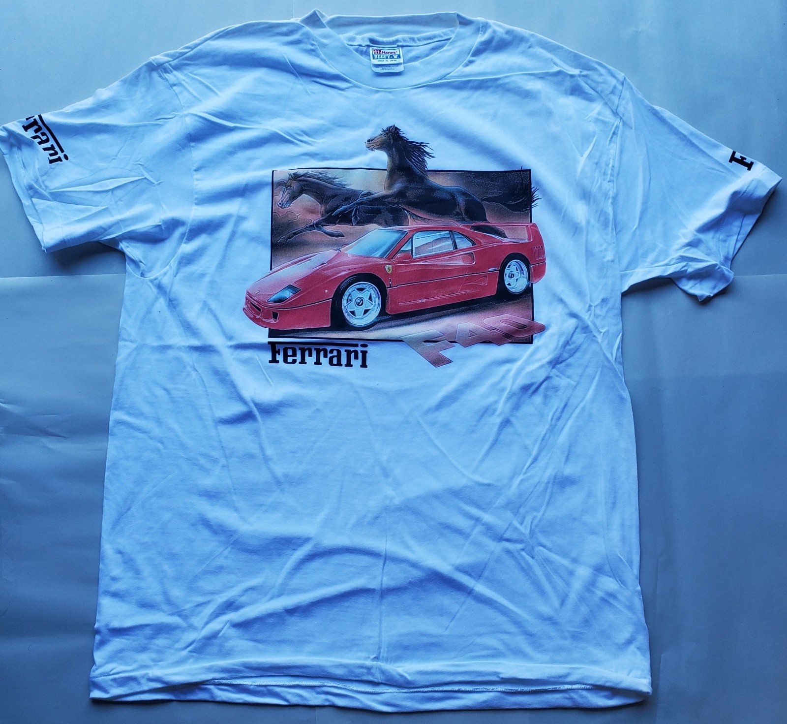 Vtg 1990\'s Hanes Beefy-T Shirt Ferrari F40- Single Stitch- XL- NWOT- MADE IN USA